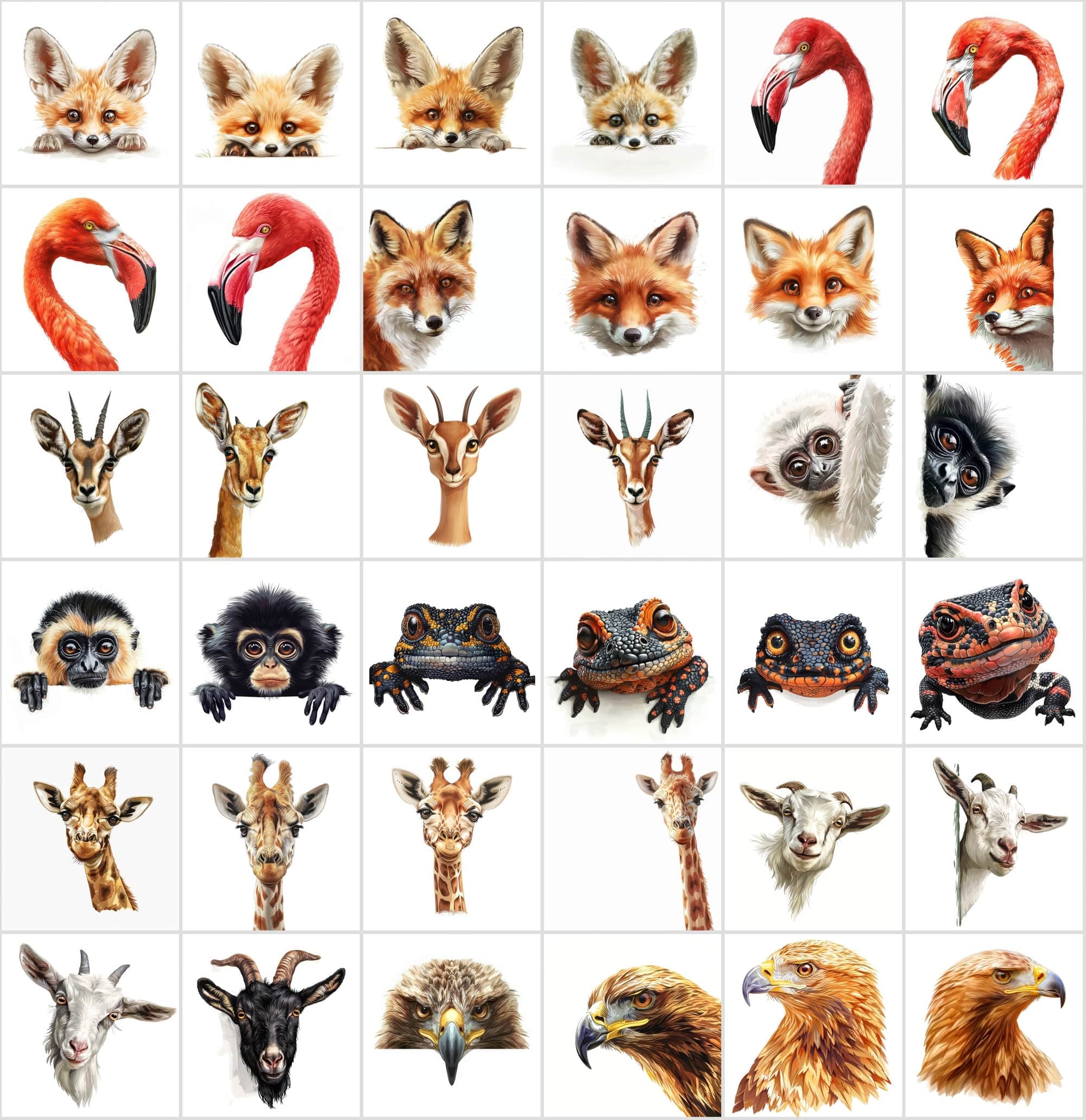 Curious Creatures: 460 Animal Peek Clipart Collection Digital Download Sumobundle