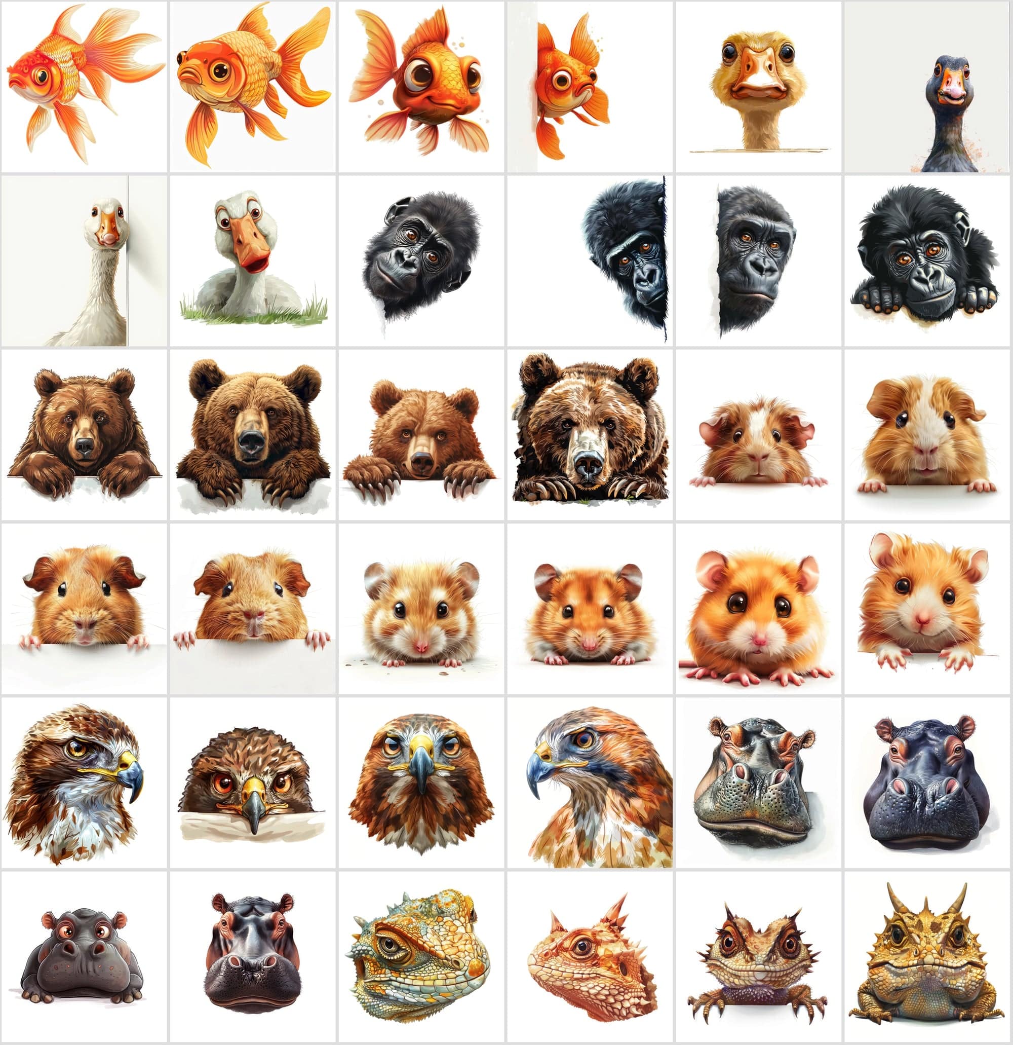 Curious Creatures: 460 Animal Peek Clipart Collection Digital Download Sumobundle