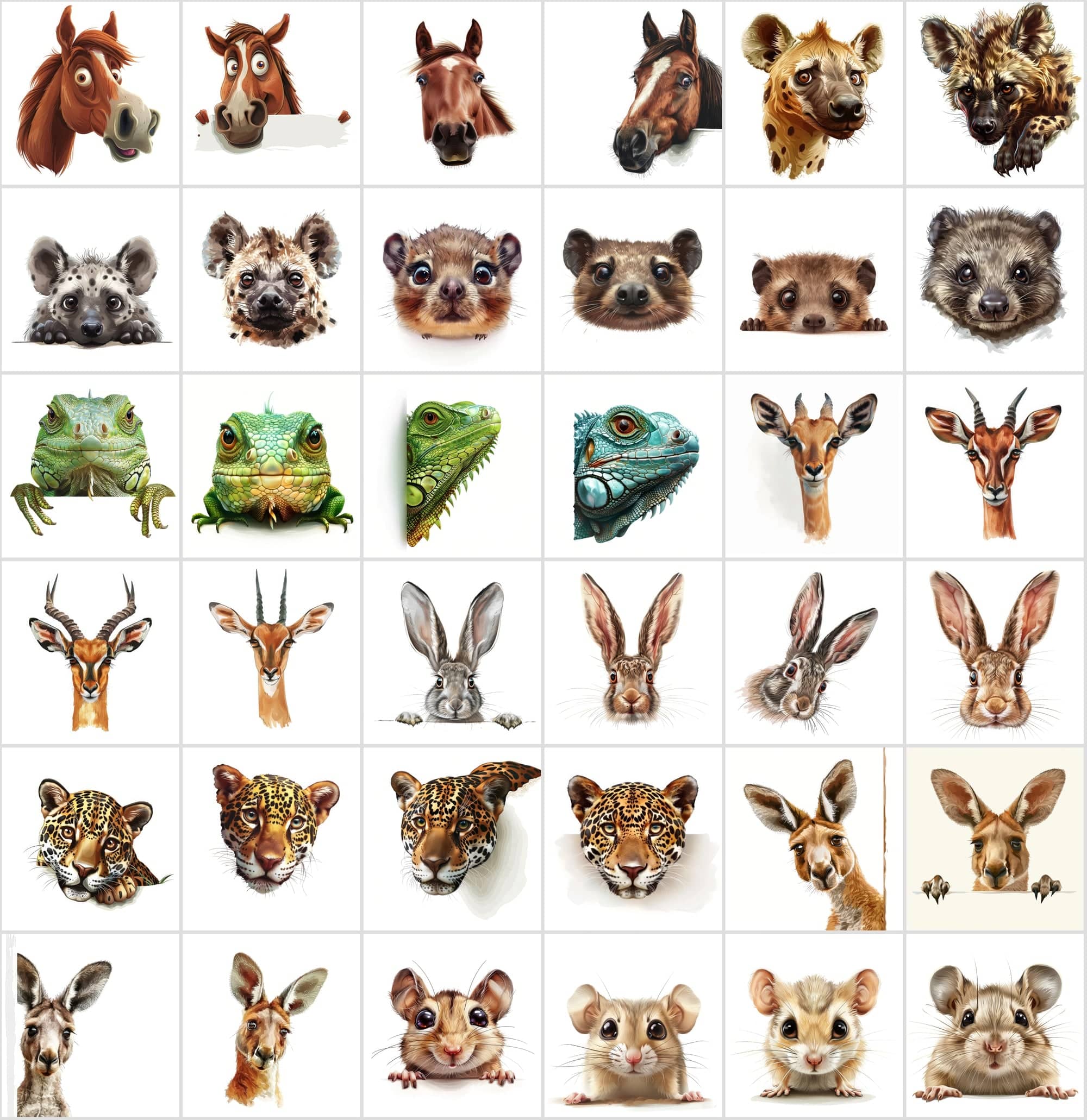 Curious Creatures: 460 Animal Peek Clipart Collection Digital Download Sumobundle