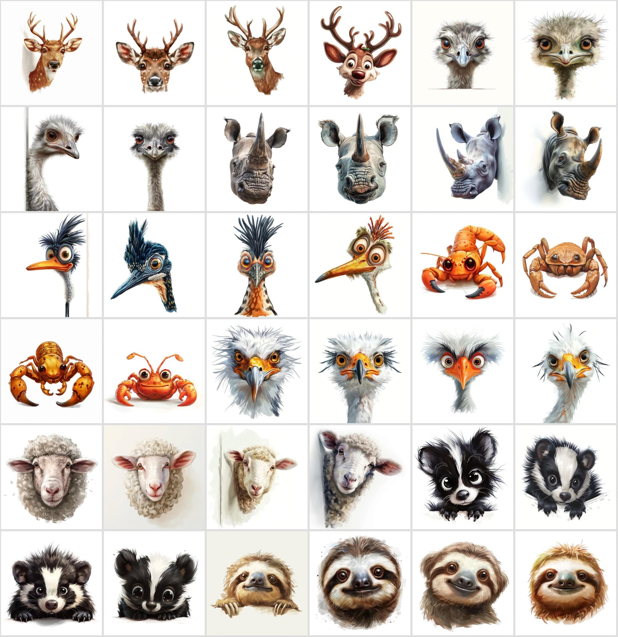 Curious Creatures: 460 Animal Peek Clipart Collection Digital Download Sumobundle