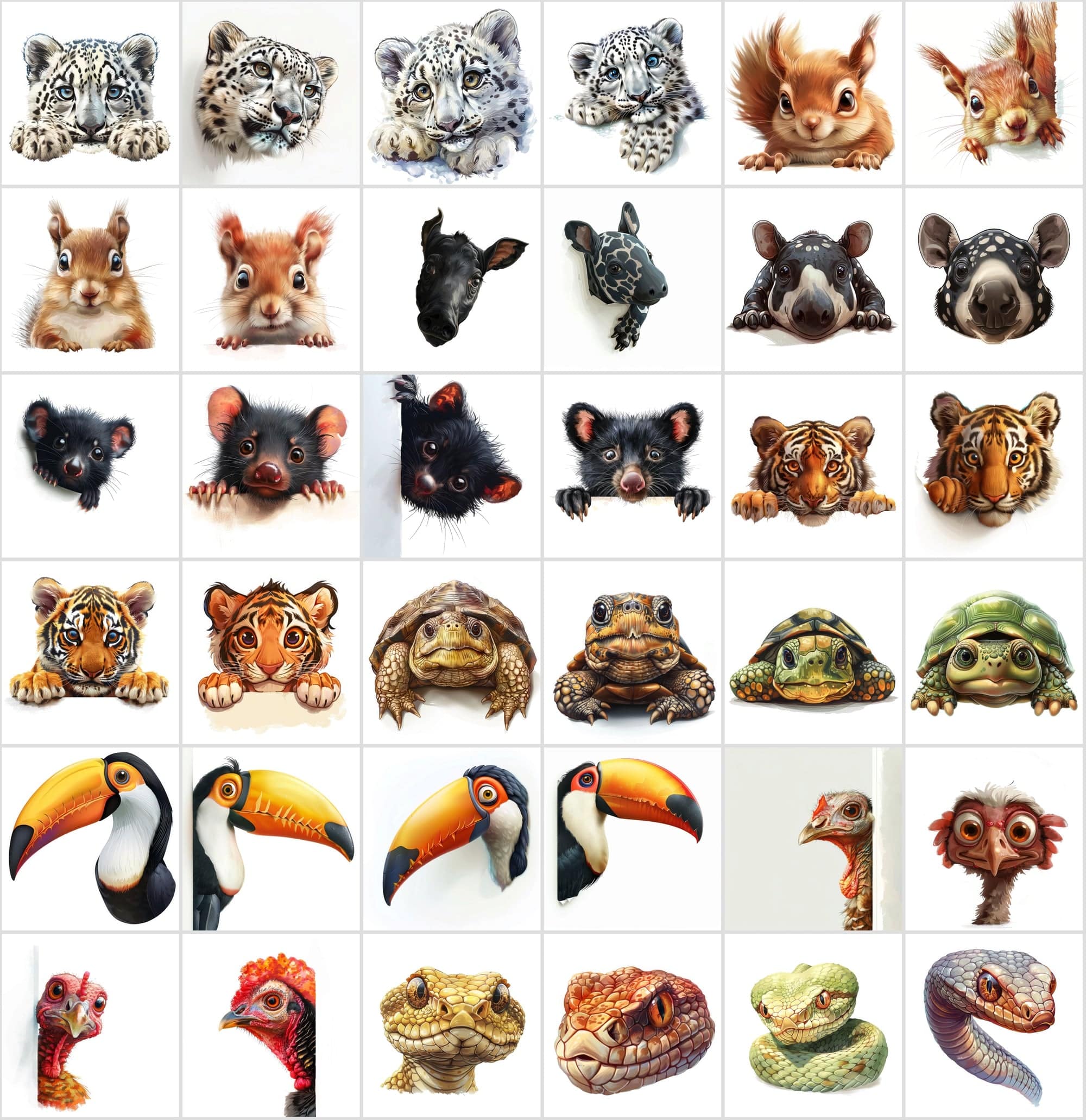 Curious Creatures: 460 Animal Peek Clipart Collection Digital Download Sumobundle