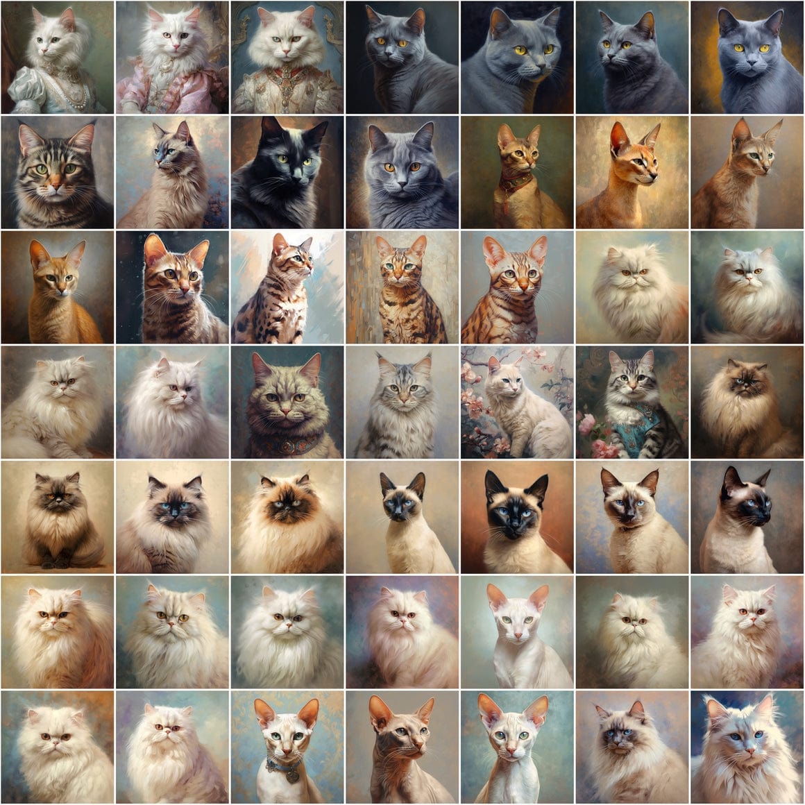 Digital Cat Art Collection - High Resolution Oil Paint Look Images Digital Download Sumobundle