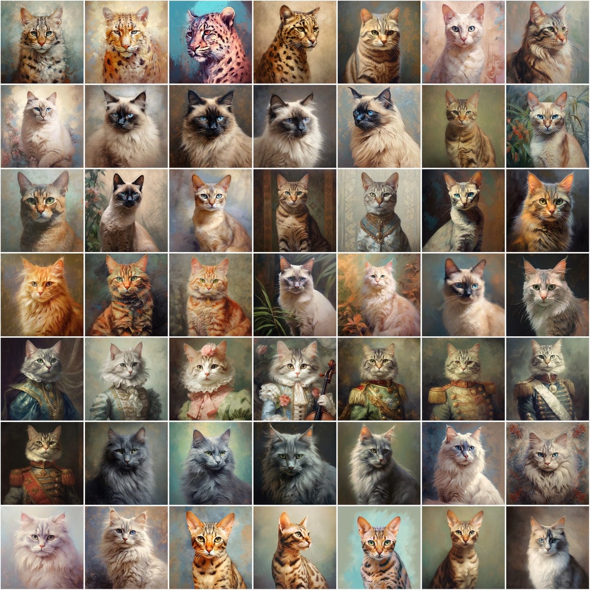 Digital Cat Art Collection - High Resolution Oil Paint Look Images Digital Download Sumobundle