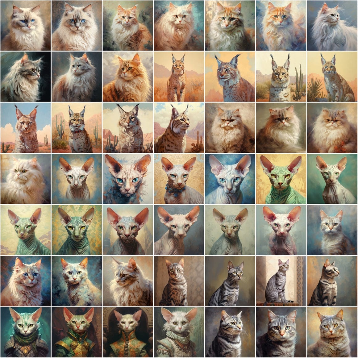 Digital Cat Art Collection - High Resolution Oil Paint Look Images Digital Download Sumobundle