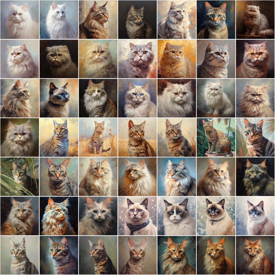 Digital Cat Art Collection - High Resolution Oil Paint Look Images Digital Download Sumobundle