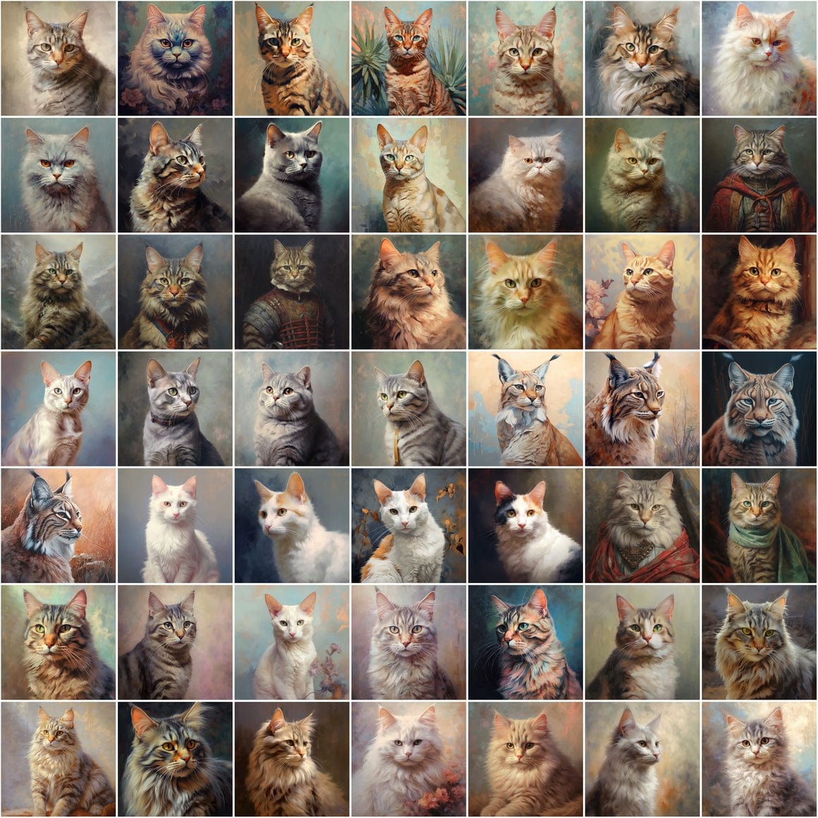 Digital Cat Art Collection - High Resolution Oil Paint Look Images Digital Download Sumobundle