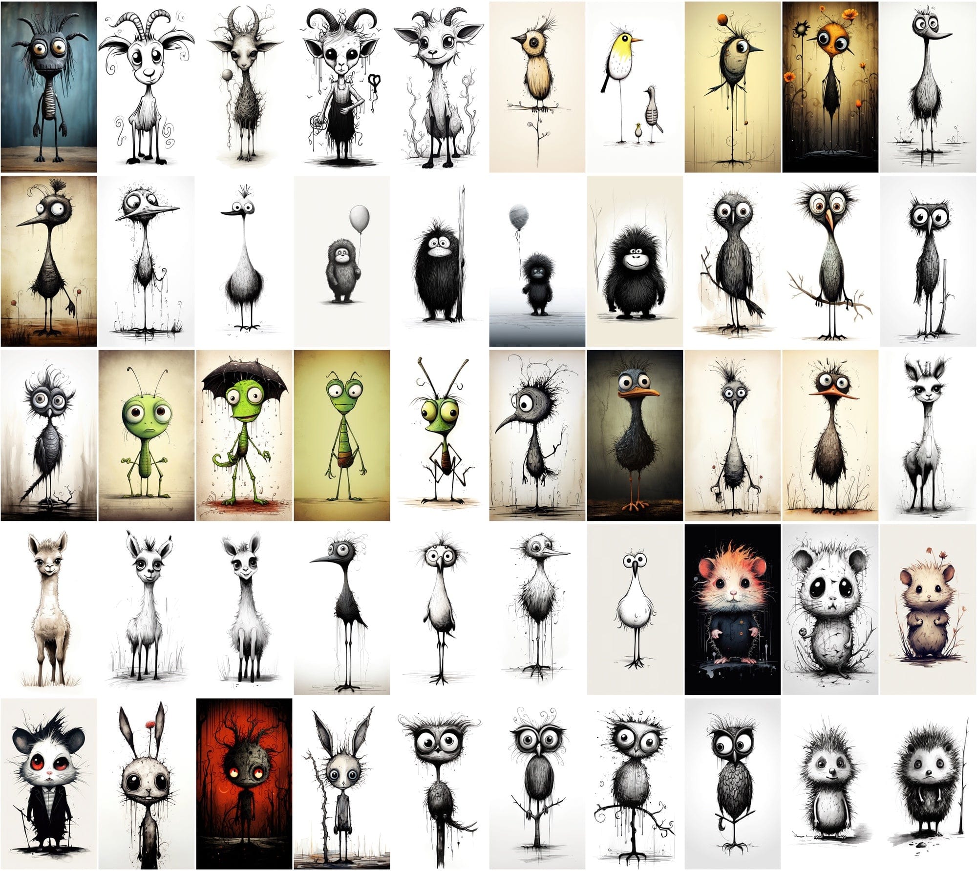 Emotive Surreal Animal Portraits: Monochrome PNG Bundle (770 Images) - Unique & Captivating Digital Download Sumobundle