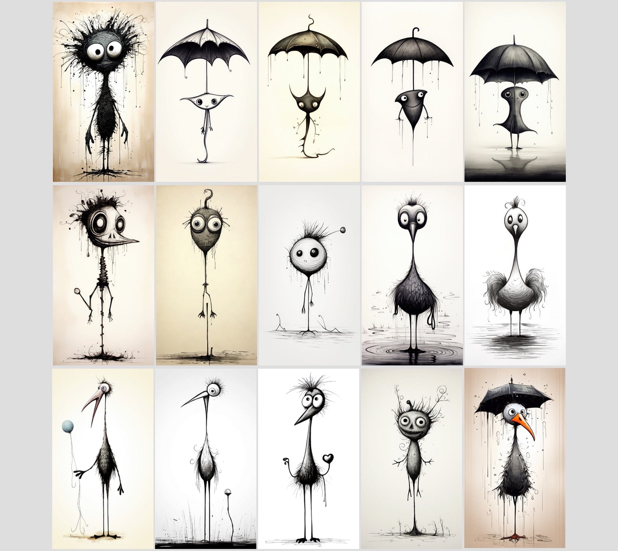 Emotive Surreal Animal Portraits: Monochrome PNG Bundle (770 Images) - Unique & Captivating Digital Download Sumobundle