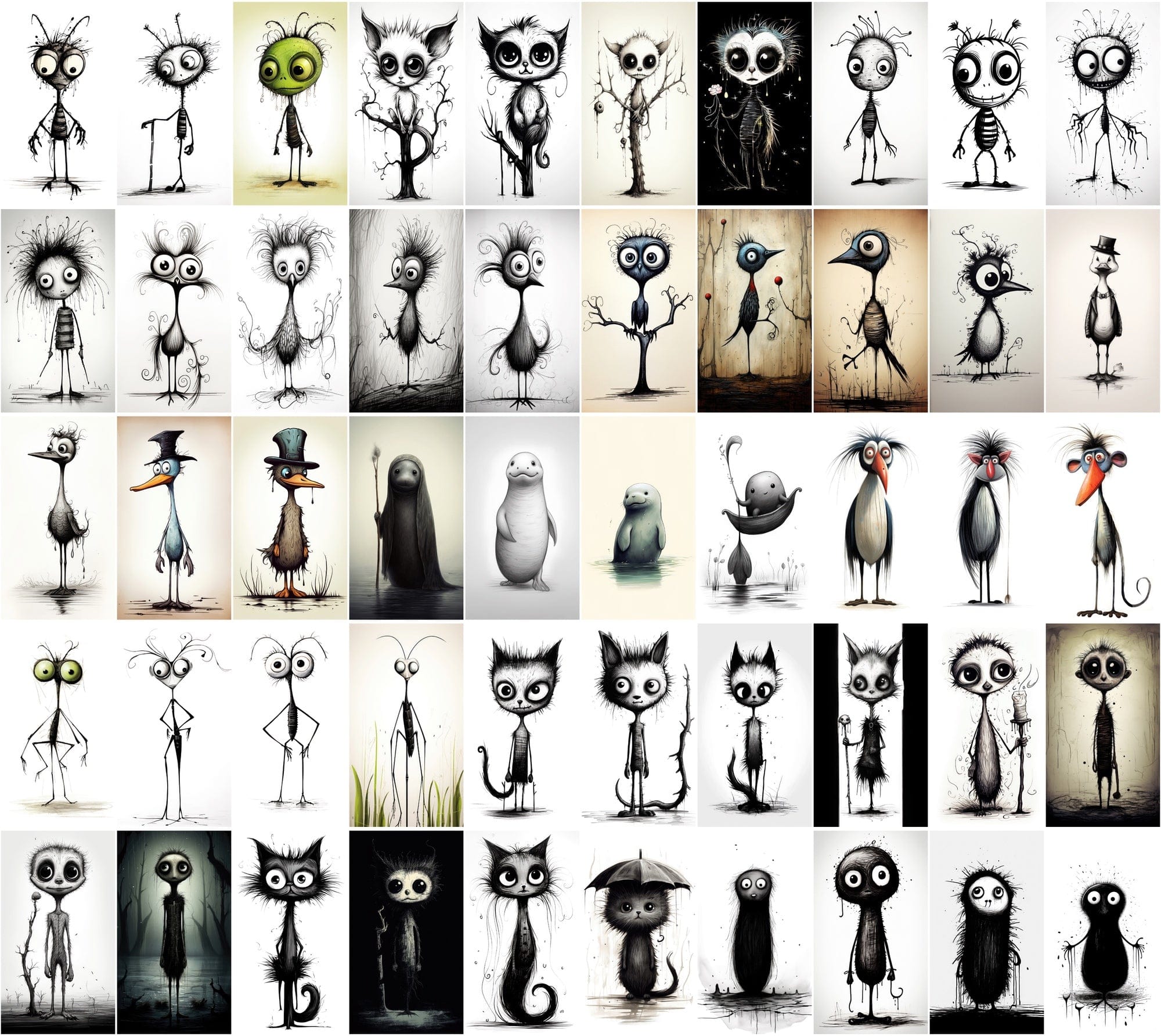 Emotive Surreal Animal Portraits: Monochrome PNG Bundle (770 Images) - Unique & Captivating Digital Download Sumobundle