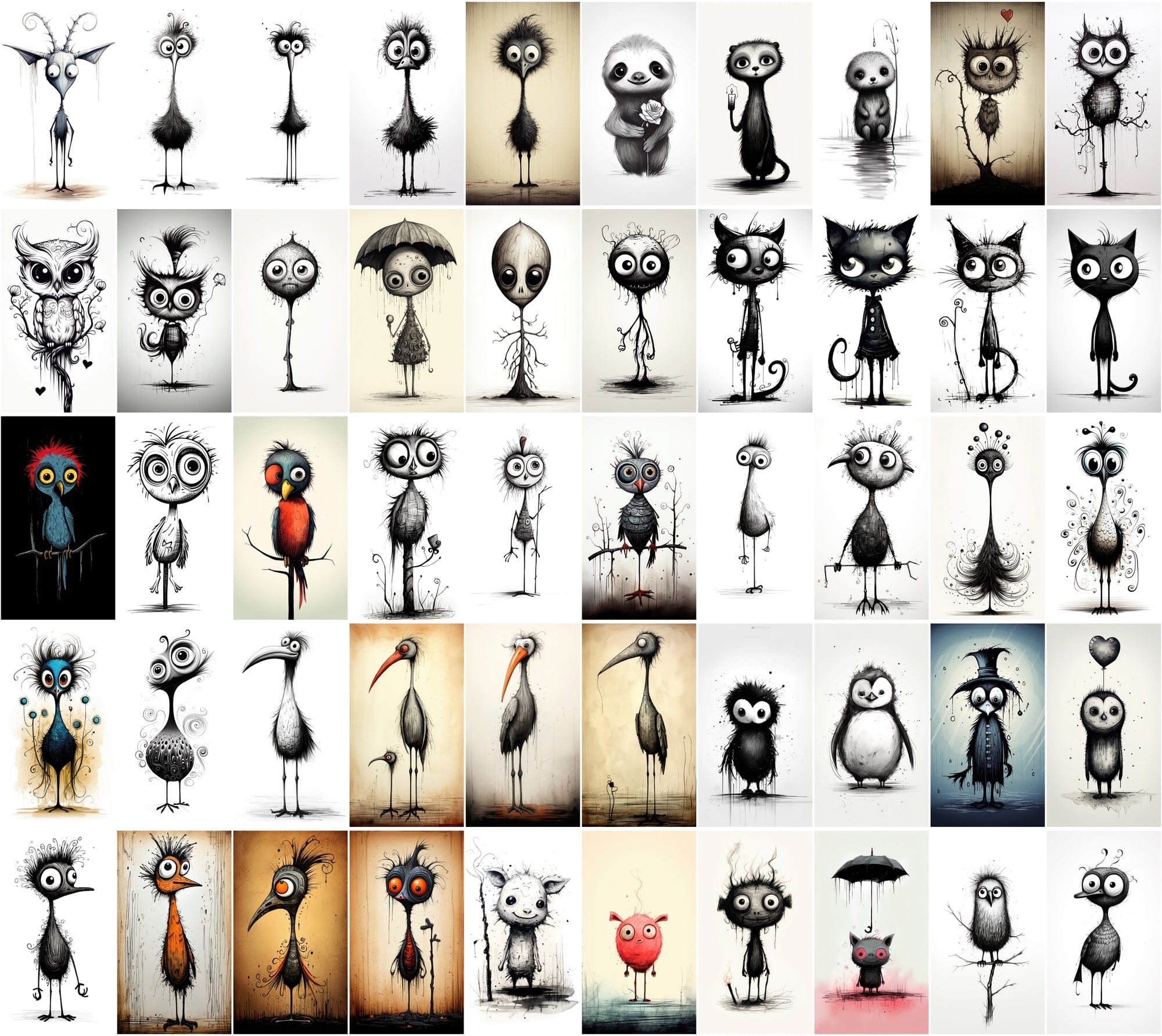 Emotive Surreal Animal Portraits: Monochrome PNG Bundle (770 Images) - Unique & Captivating Digital Download Sumobundle