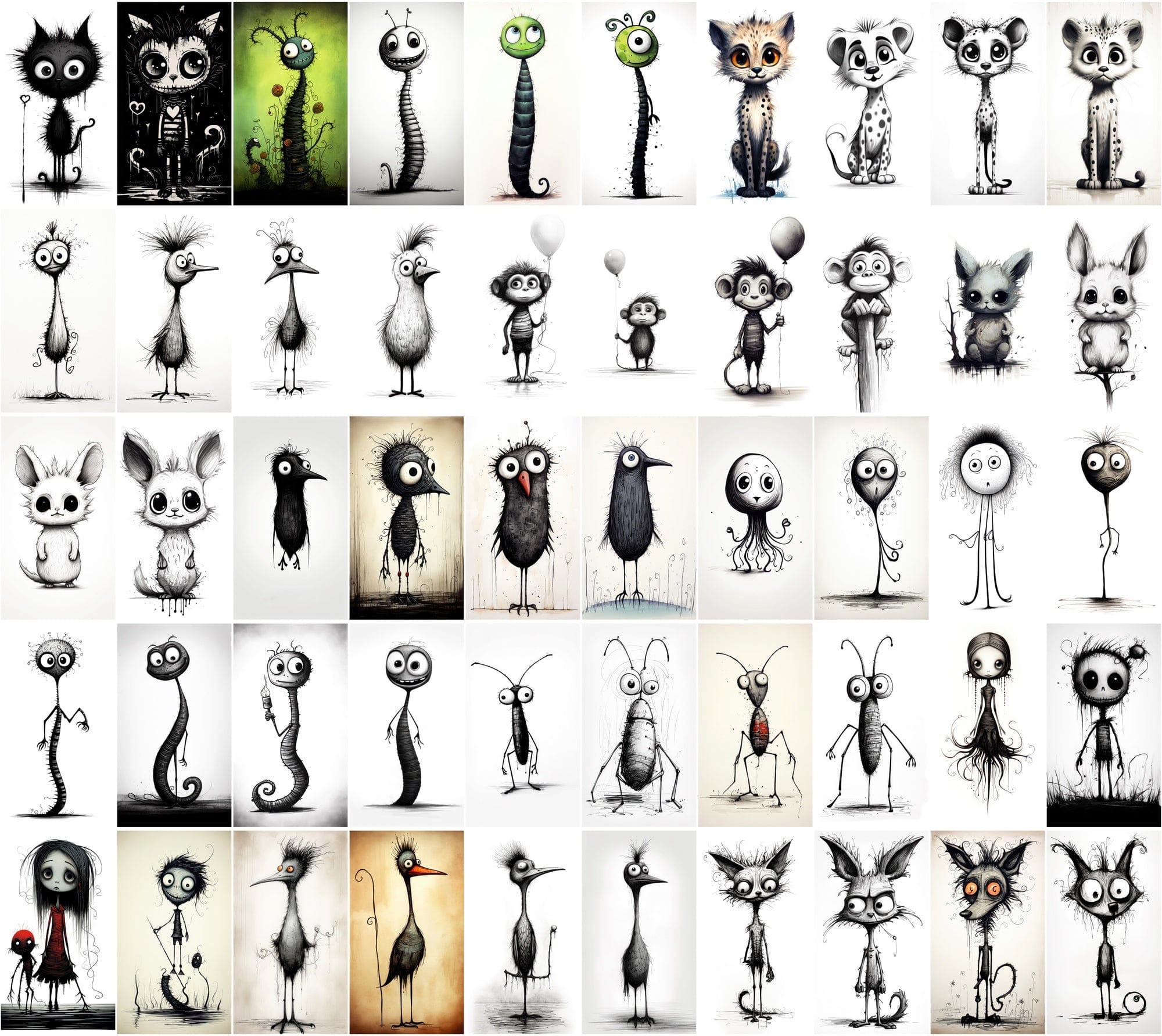 Emotive Surreal Animal Portraits: Monochrome PNG Bundle (770 Images) - Unique & Captivating Digital Download Sumobundle