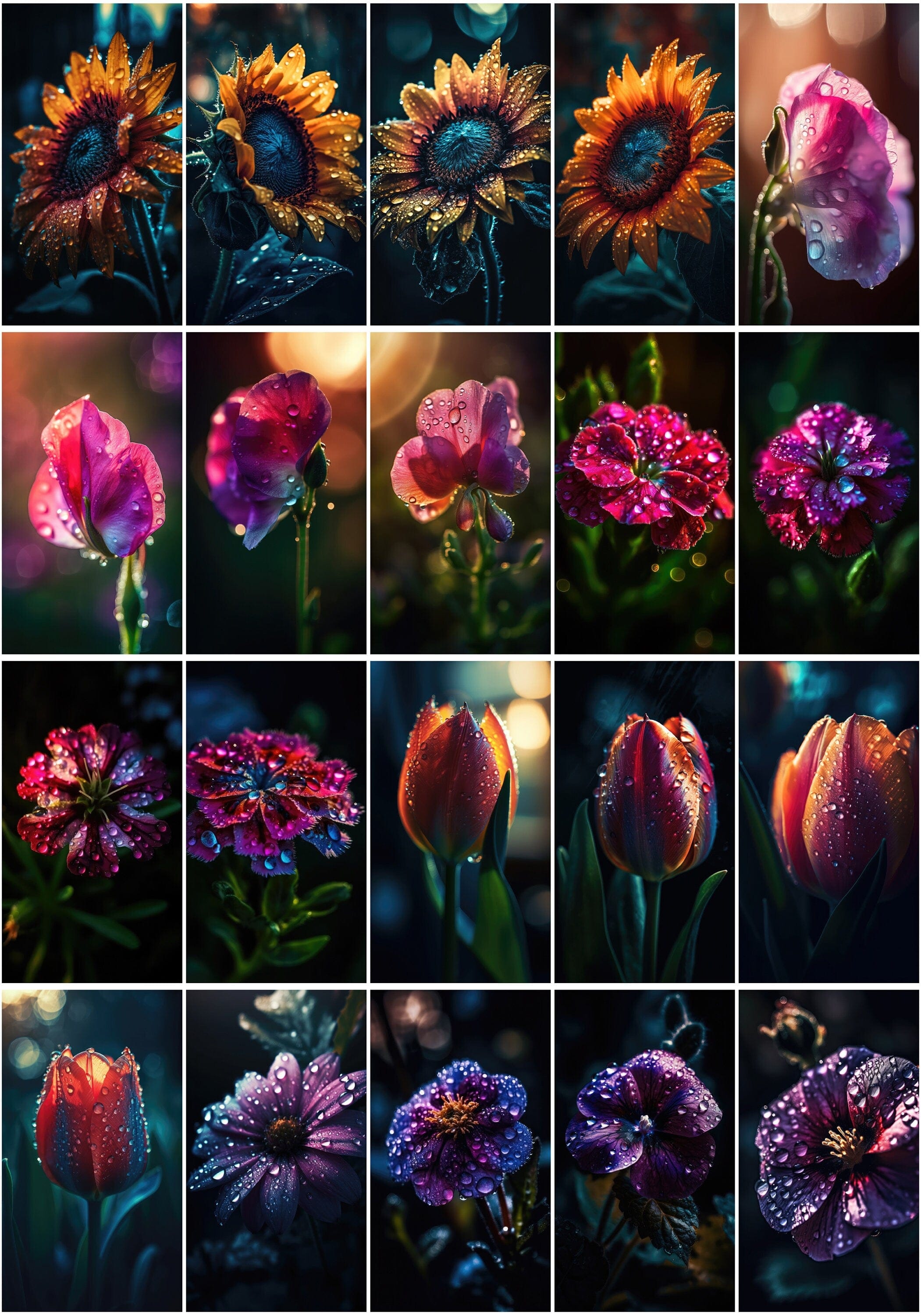 Enchanting Floral Waterdrop Images Bundle – 190 High-Quality Flower Photos with Delicate Waterdrop Digital Download Sumobundle