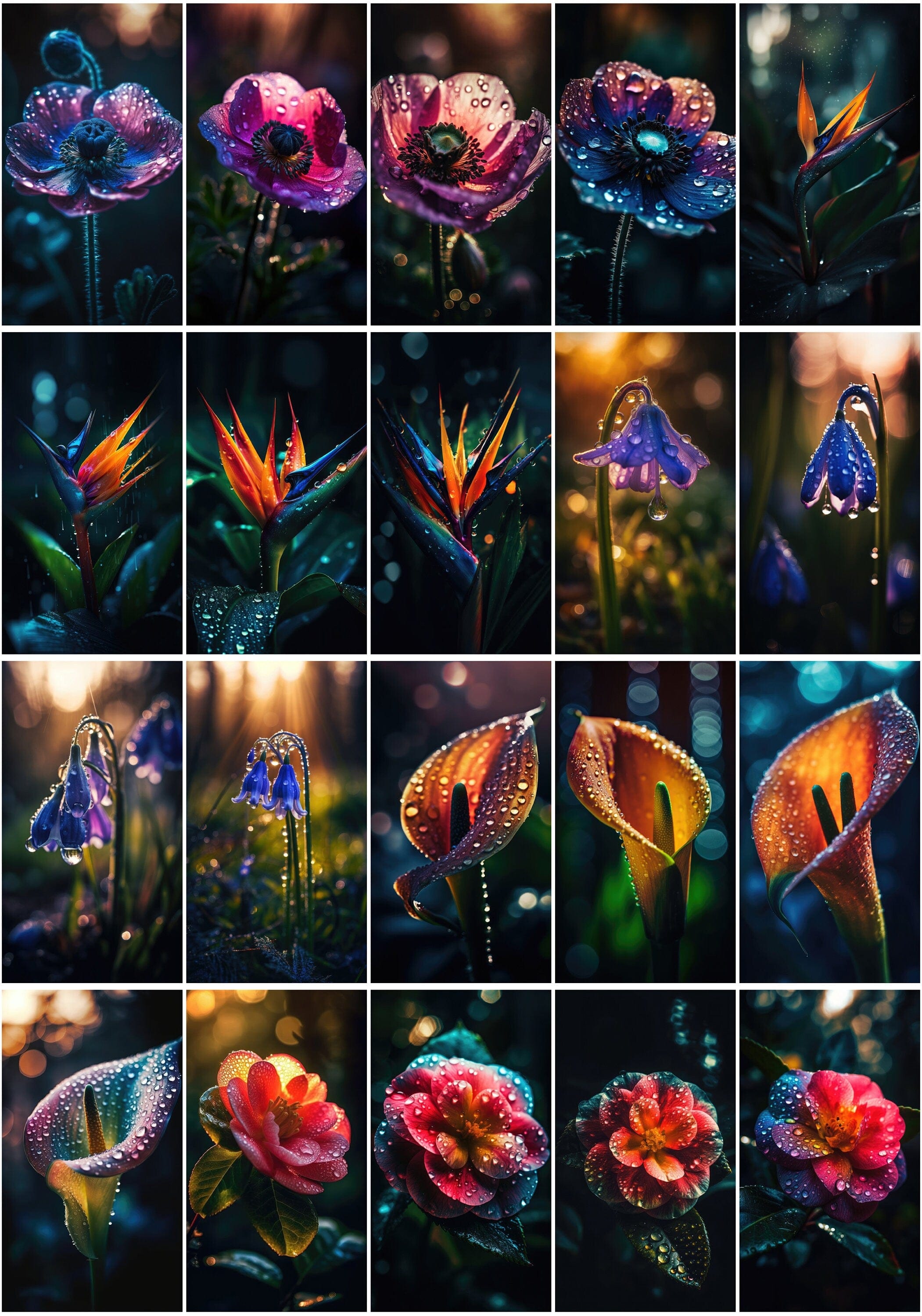 Enchanting Floral Waterdrop Images Bundle – 190 High-Quality Flower Photos with Delicate Waterdrop Digital Download Sumobundle