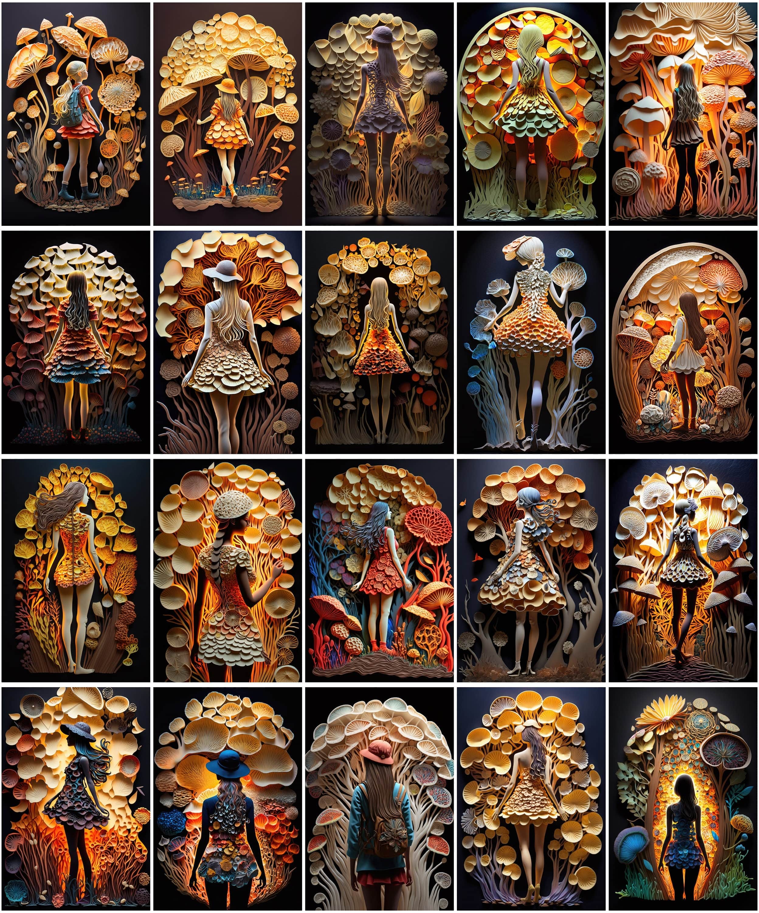 Enchanting Mushroom Art Bundle: 60 Whimsical Images of Girls and Conceptual Fungi - Digital Download for Print & Design Digital Download Sumobundle