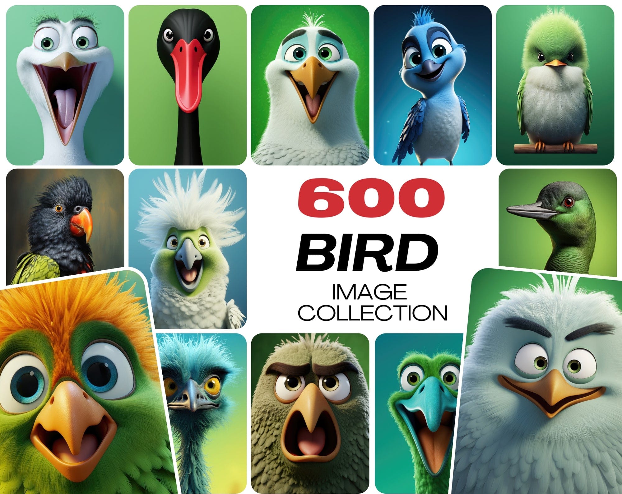 Exquisite Bird Image Collection - 600 JPEGs with Commercial License, Diverse Styles Digital Download Sumobundle
