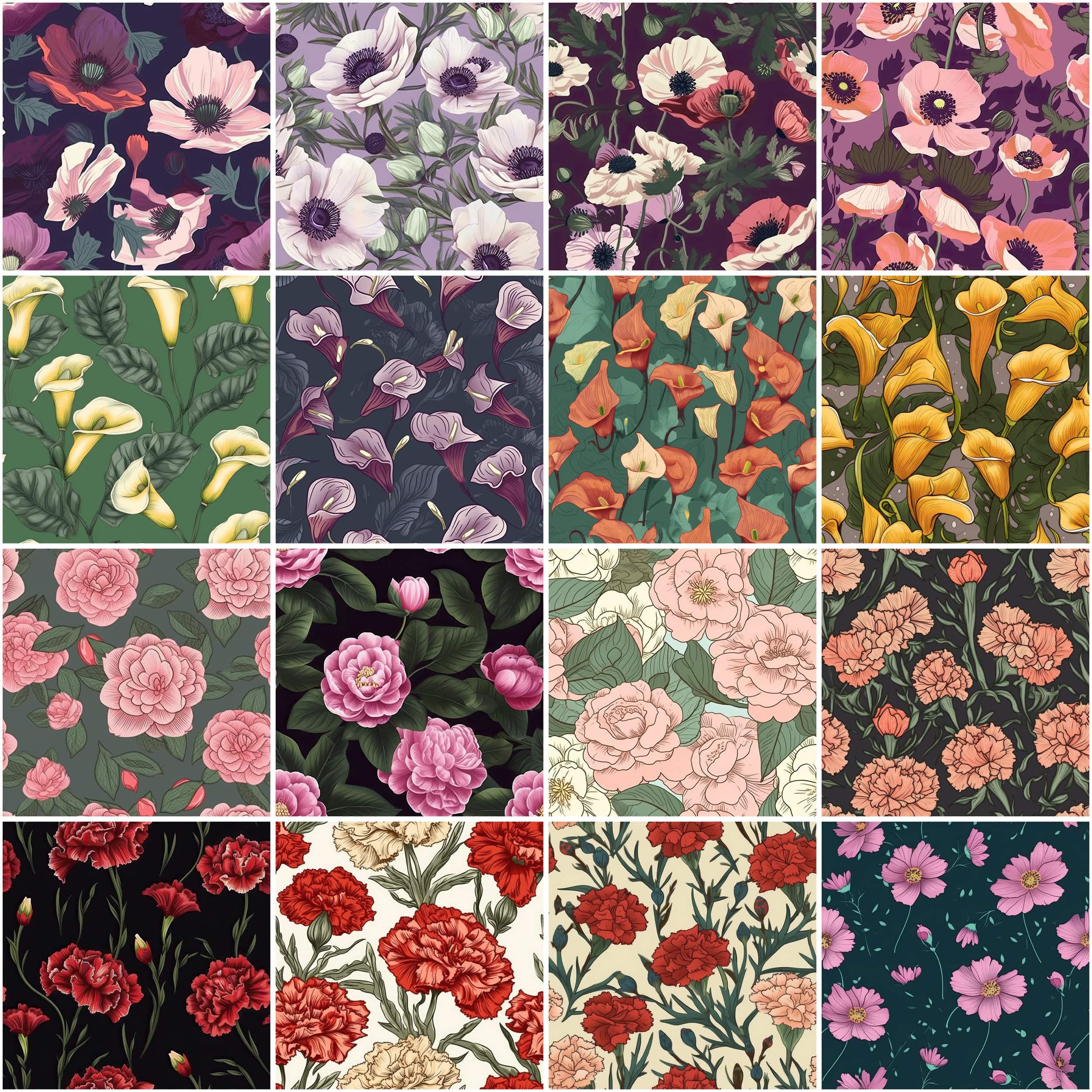 Floral Seamless Patterns Bundle - 80 Beautiful High-Quality Digital Flower Designs for DIY Projects, Crafts & Decor, Repeating patterns Digital Download Sumobundle