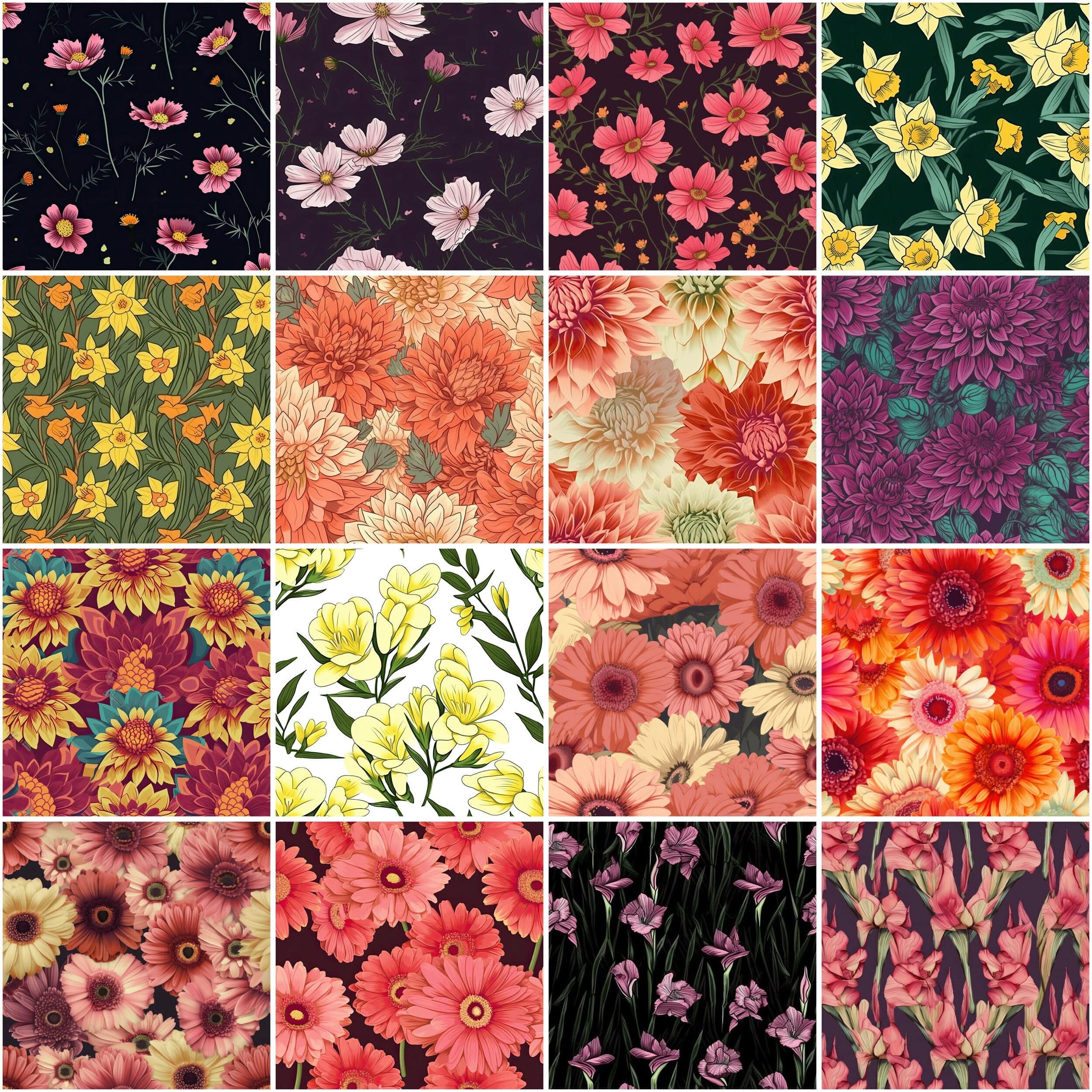 Floral Seamless Patterns Bundle - 80 Beautiful High-Quality Digital Flower Designs for DIY Projects, Crafts & Decor, Repeating patterns Digital Download Sumobundle