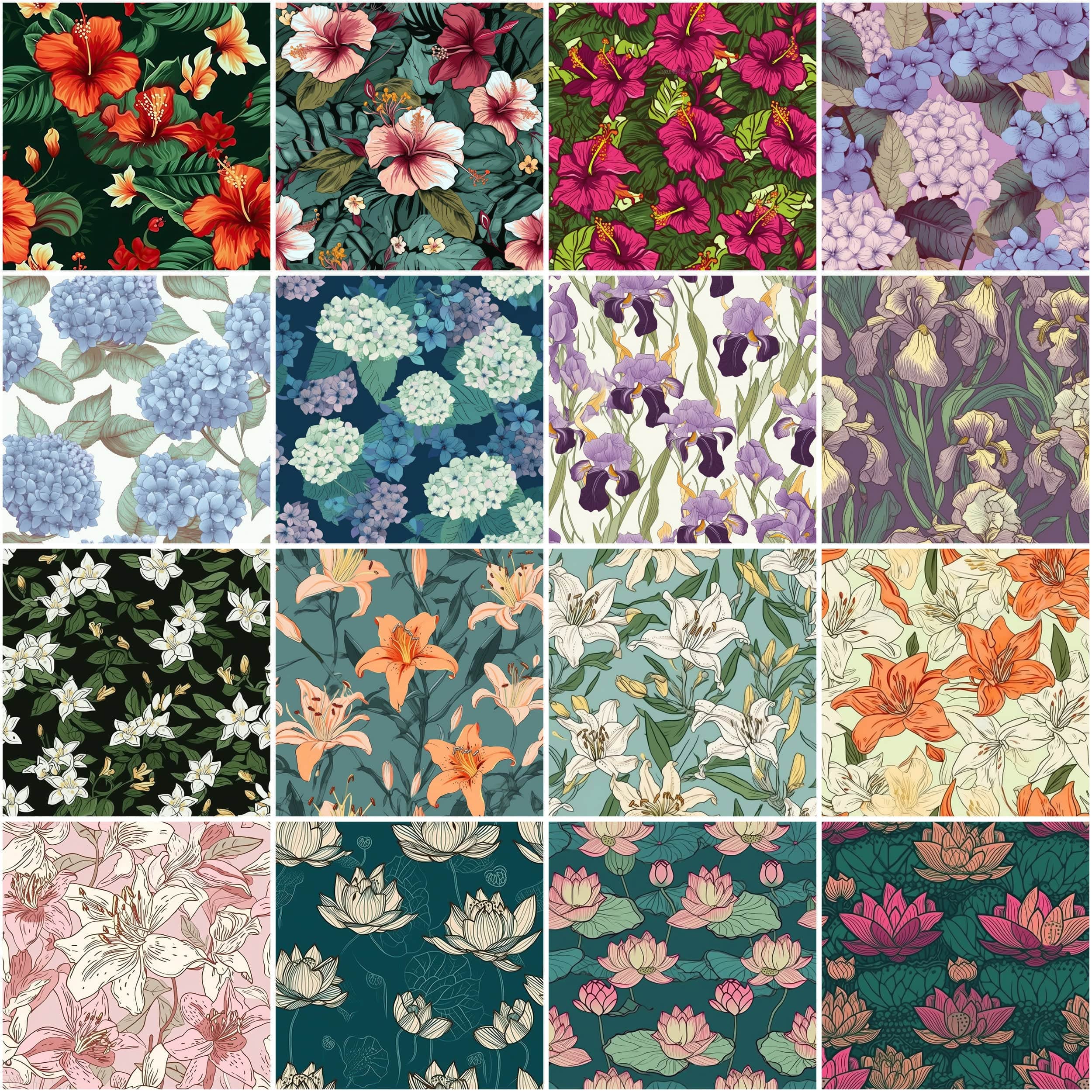 Floral Seamless Patterns Bundle - 80 Beautiful High-Quality Digital Flower Designs for DIY Projects, Crafts & Decor, Repeating patterns Digital Download Sumobundle