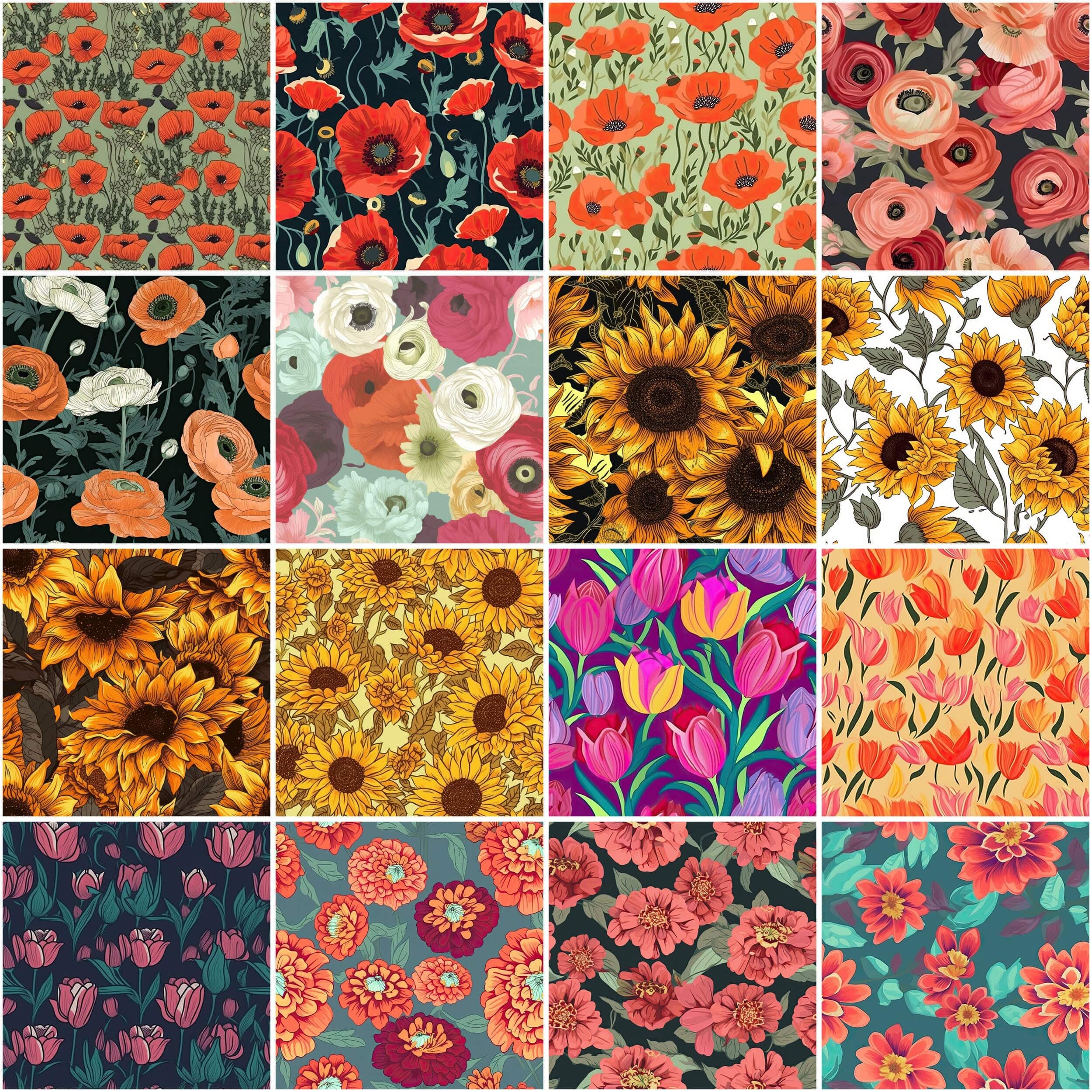 Floral Seamless Patterns Bundle - 80 Beautiful High-Quality Digital Flower Designs for DIY Projects, Crafts & Decor, Repeating patterns Digital Download Sumobundle