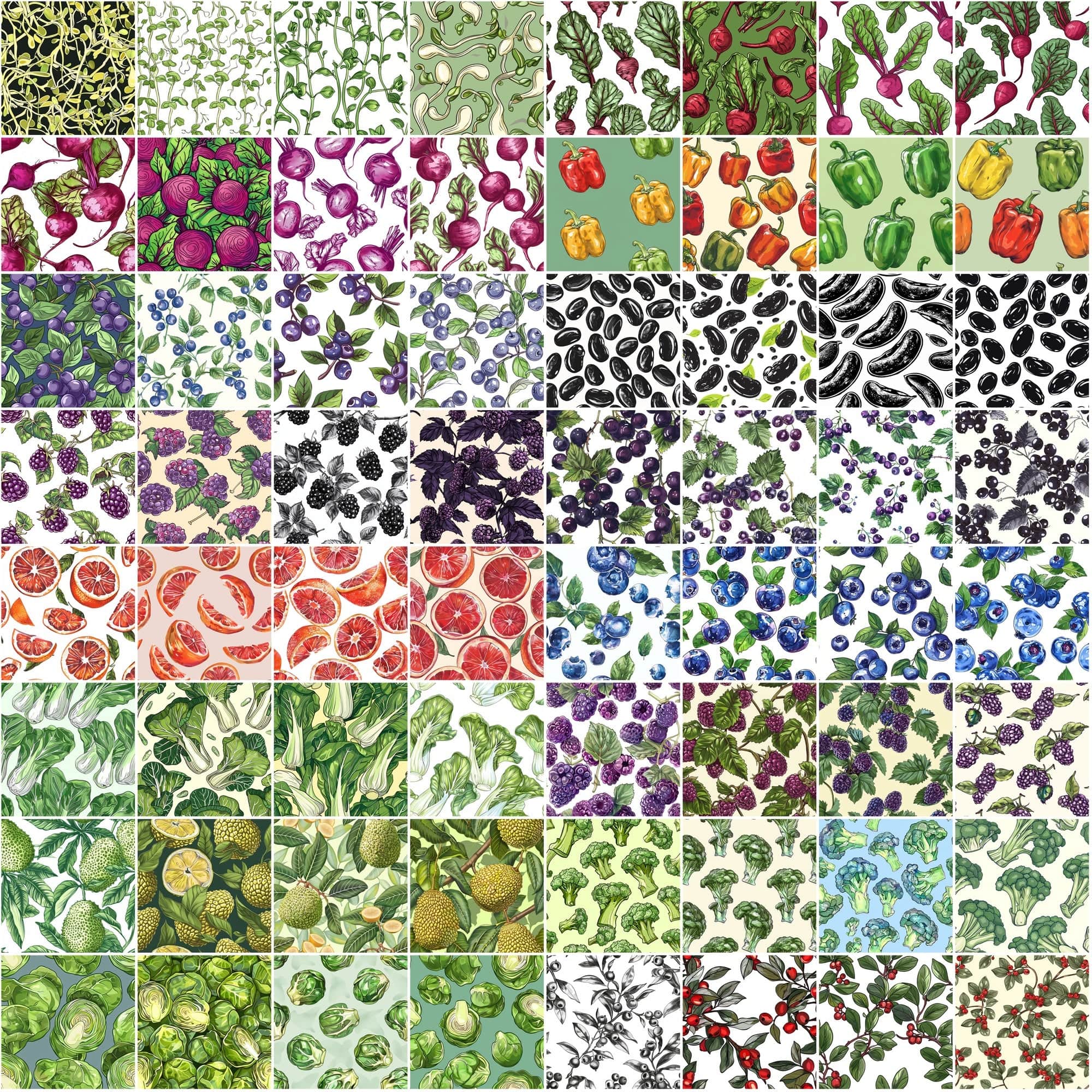 Garden Fresh Seamless Patterns: 780 Infinite Backgrounds Digital Download Sumobundle