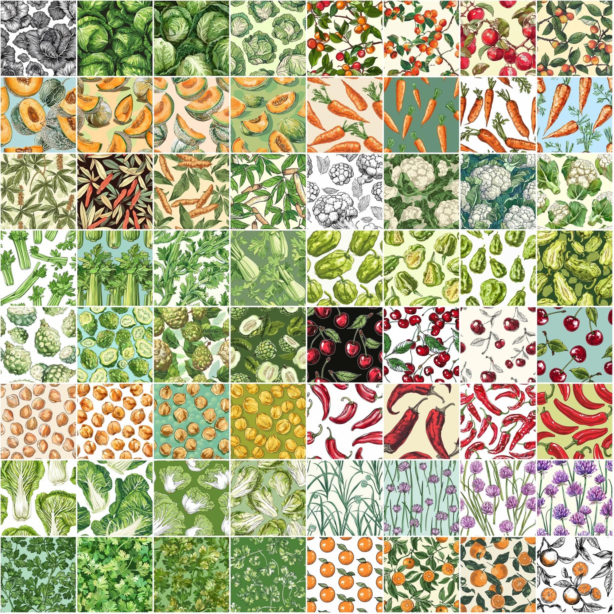 Garden Fresh Seamless Patterns: 780 Infinite Backgrounds Digital Download Sumobundle