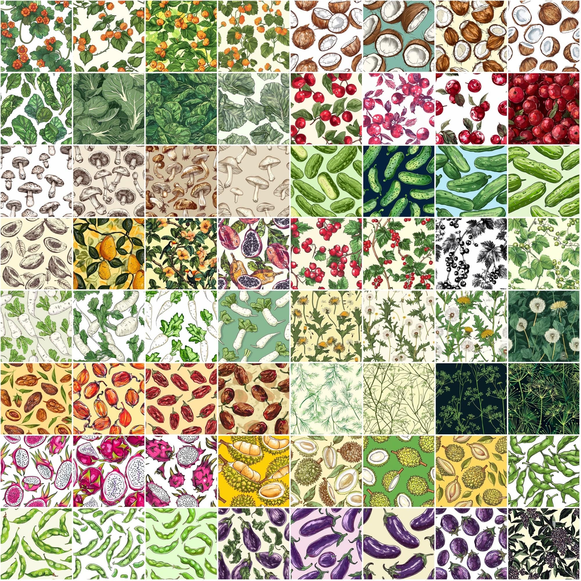 Garden Fresh Seamless Patterns: 780 Infinite Backgrounds Digital Download Sumobundle