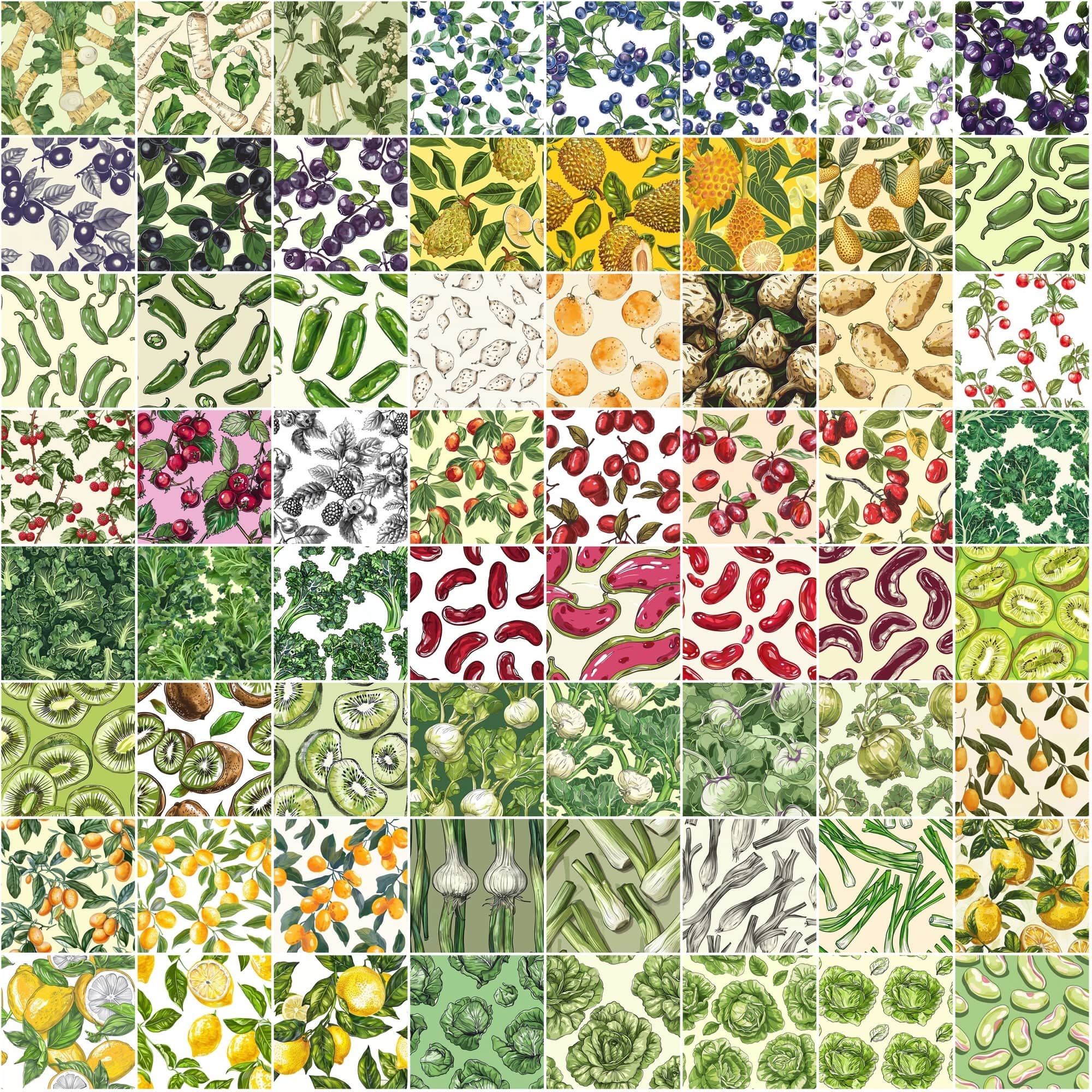 Garden Fresh Seamless Patterns: 780 Infinite Backgrounds Digital Download Sumobundle