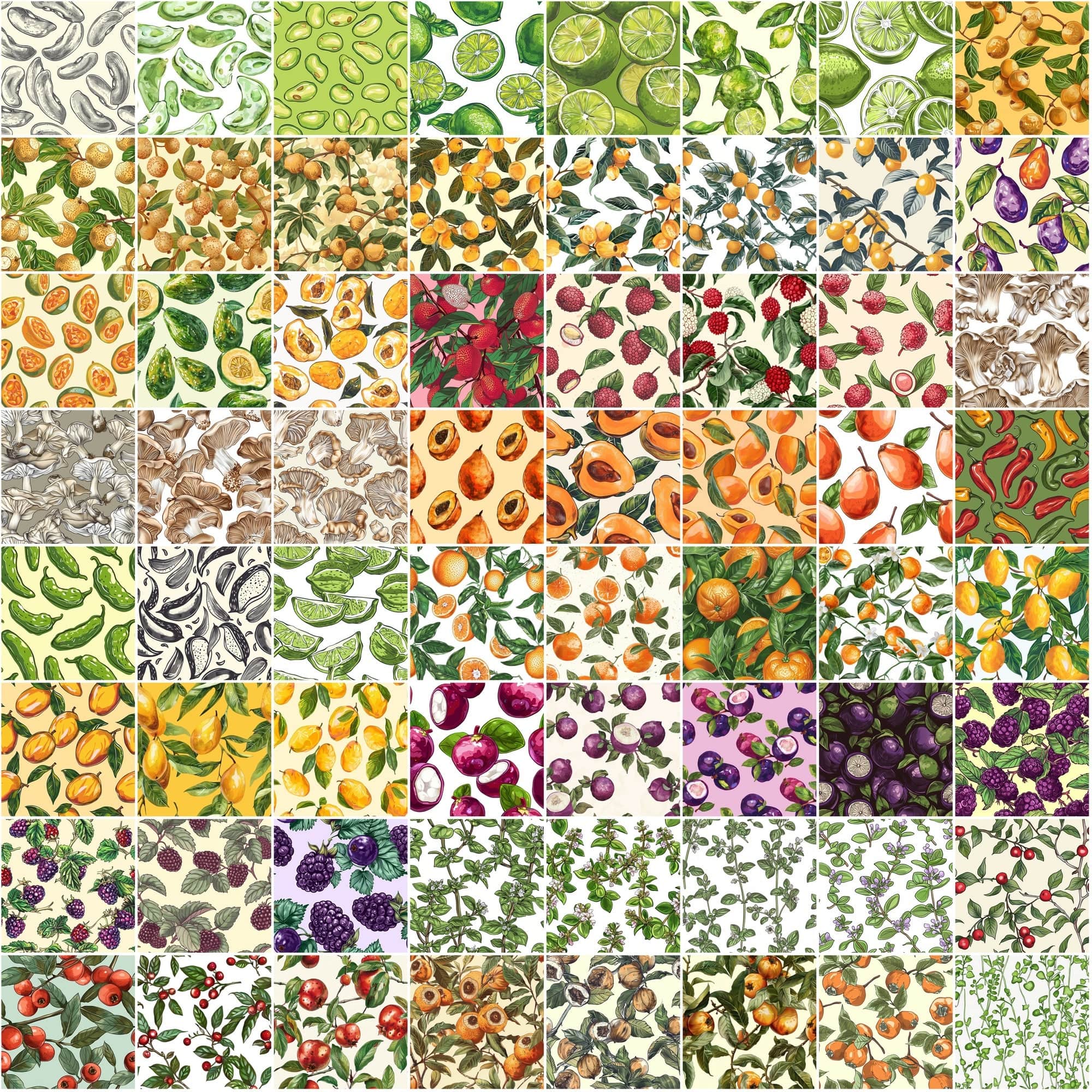 Garden Fresh Seamless Patterns: 780 Infinite Backgrounds Digital Download Sumobundle
