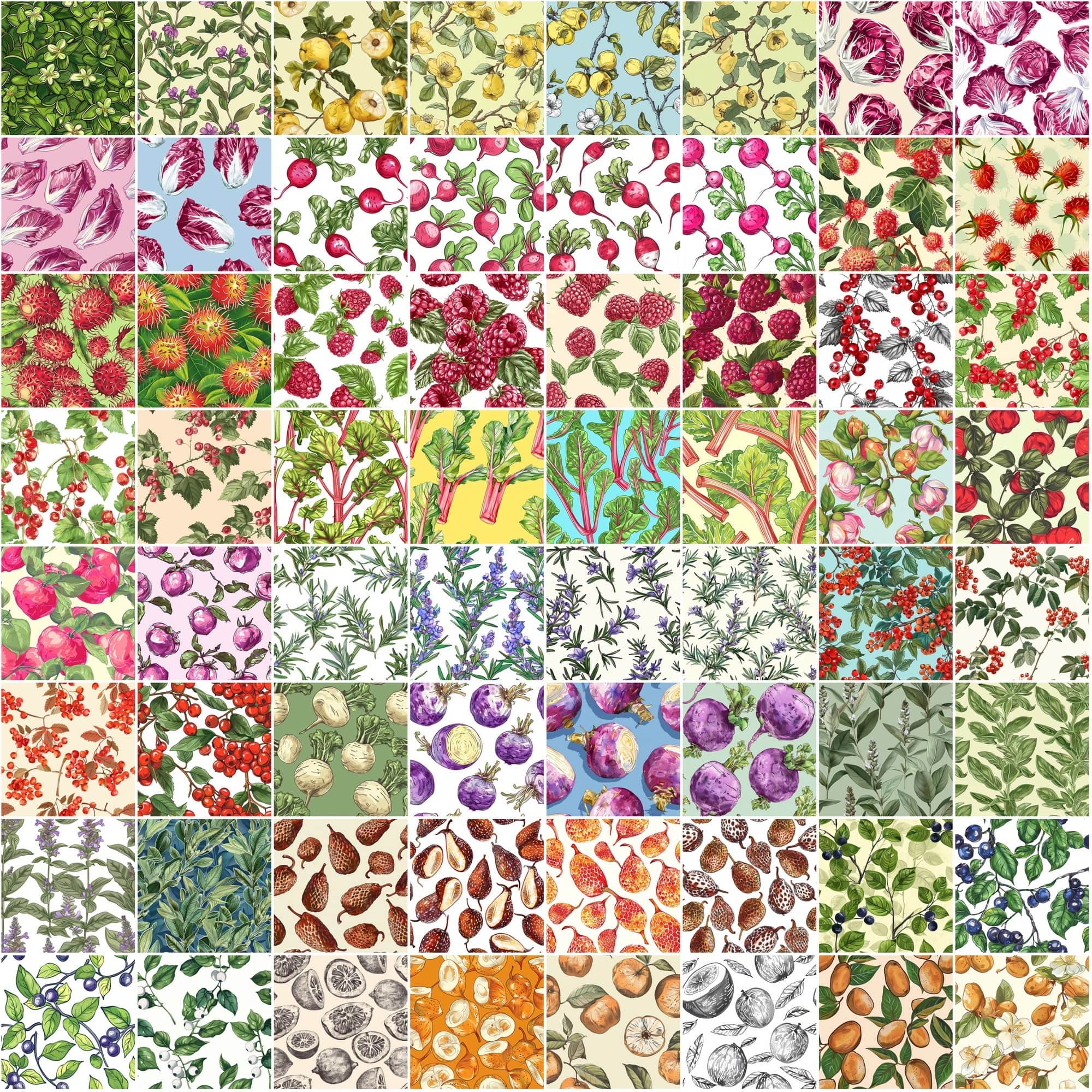 Garden Fresh Seamless Patterns: 780 Infinite Backgrounds Digital Download Sumobundle
