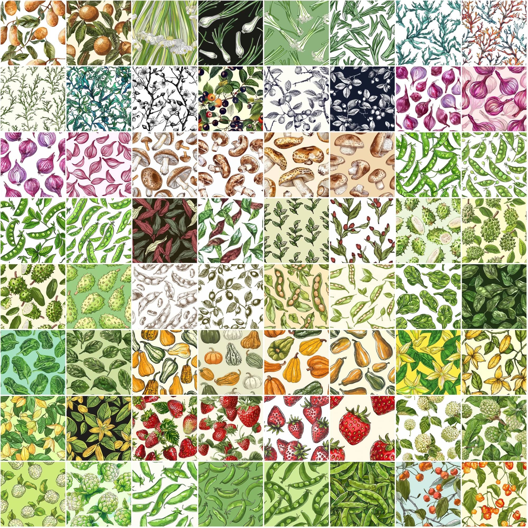 Garden Fresh Seamless Patterns: 780 Infinite Backgrounds Digital Download Sumobundle