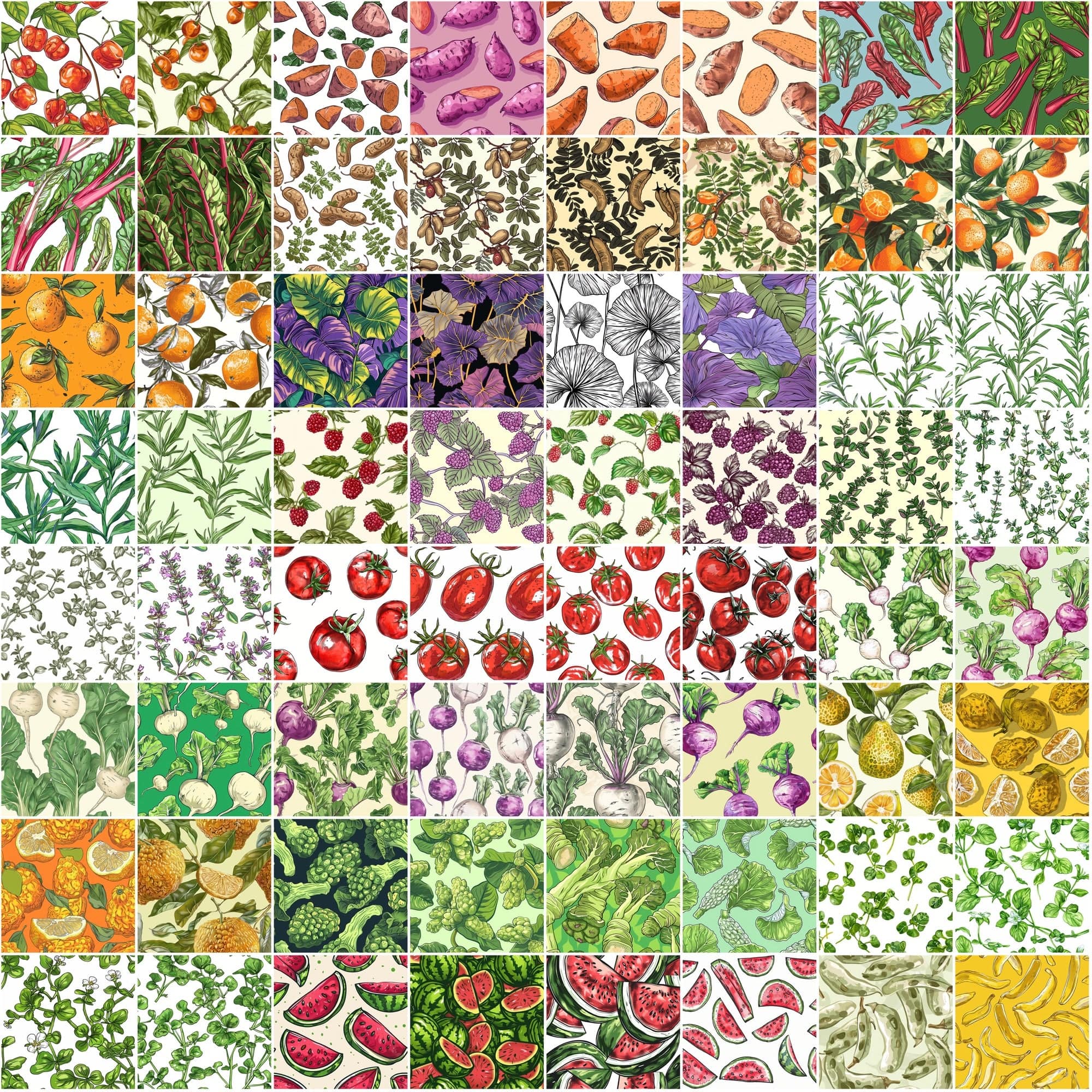 Garden Fresh Seamless Patterns: 780 Infinite Backgrounds Digital Download Sumobundle