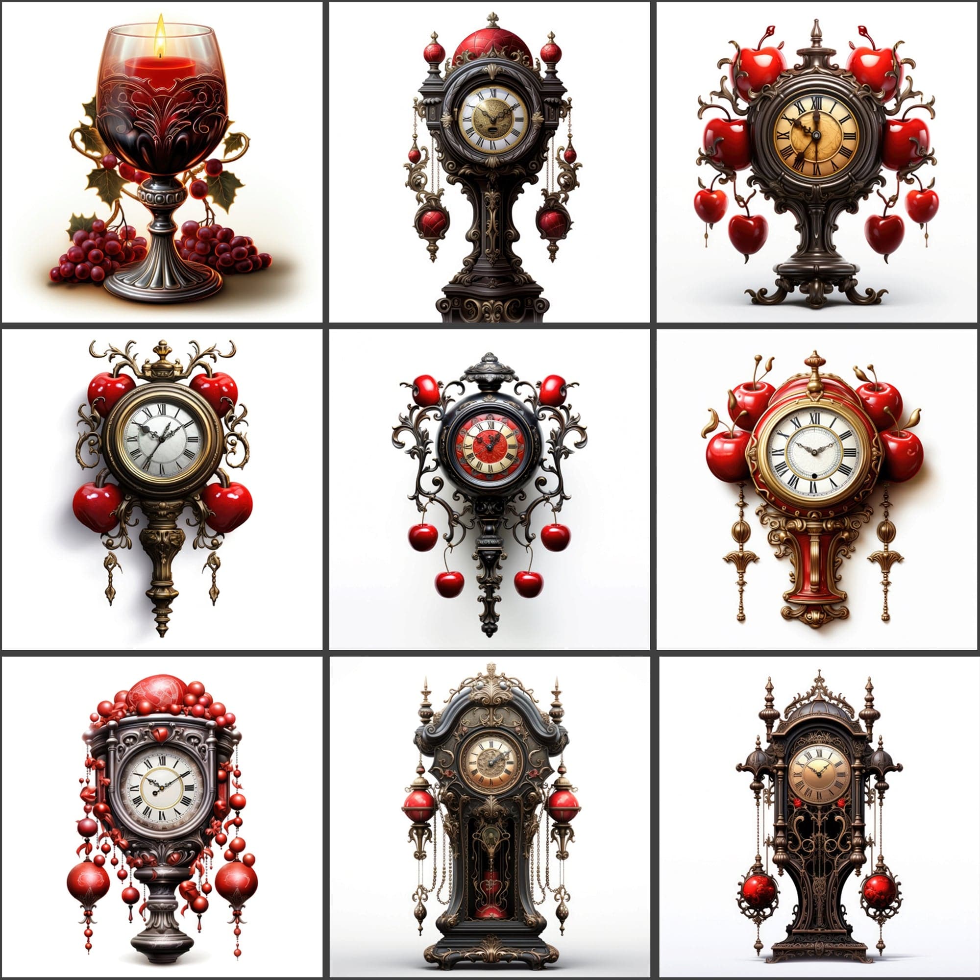 Gothic Christmas Images, Red and Black PNG, High-Resolution Digital Art, Commercial License Included Digital Download Sumobundle