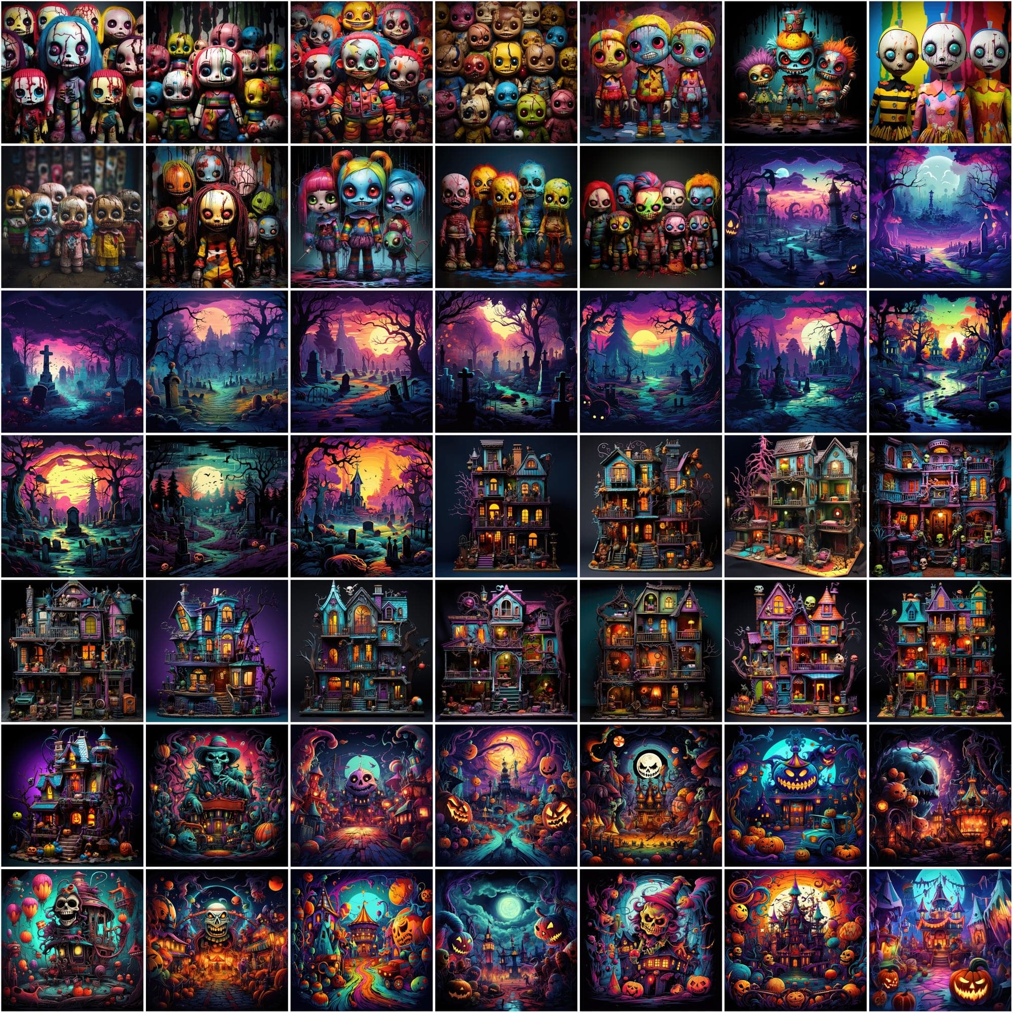Halloween & Horror PNG Illustrations Pack - 780 High-Quality Colorful Images, Commercial License Included Digital Download Sumobundle