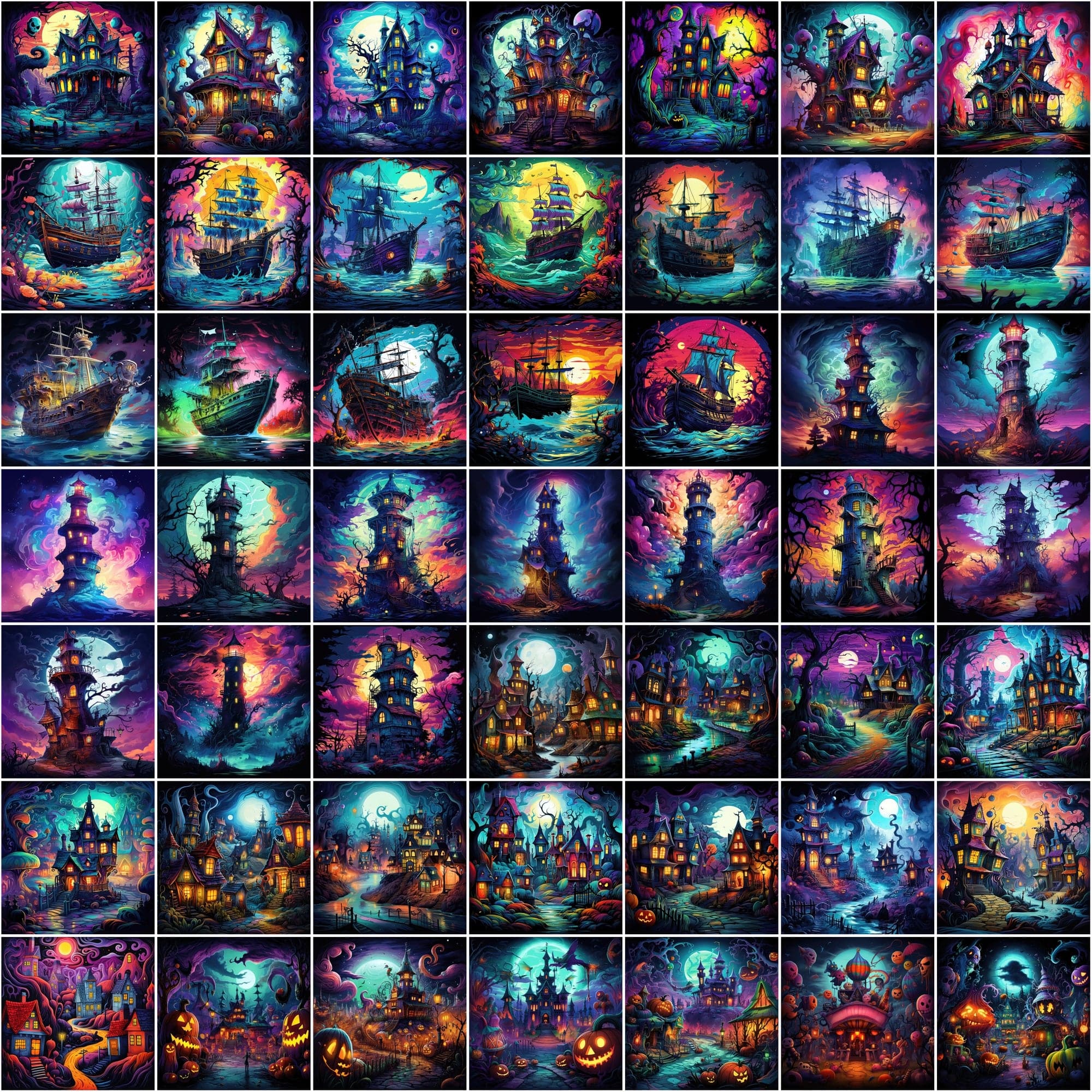 Halloween & Horror PNG Illustrations Pack - 780 High-Quality Colorful Images, Commercial License Included Digital Download Sumobundle