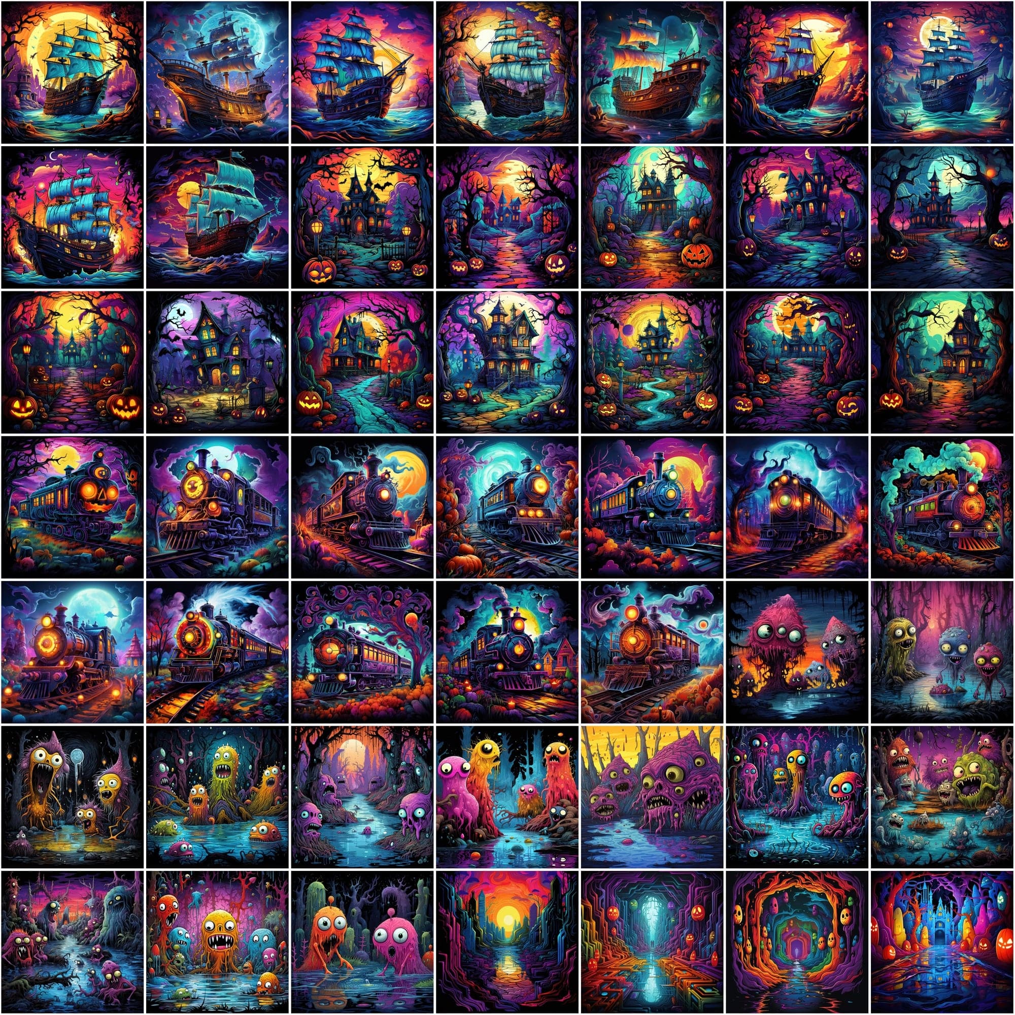 Halloween & Horror PNG Illustrations Pack - 780 High-Quality Colorful Images, Commercial License Included Digital Download Sumobundle
