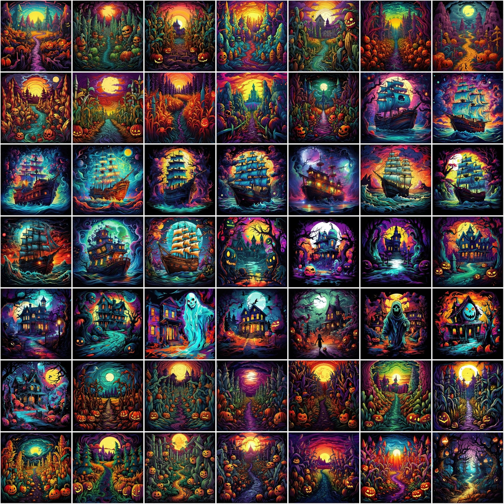 Halloween & Horror PNG Illustrations Pack - 780 High-Quality Colorful Images, Commercial License Included Digital Download Sumobundle