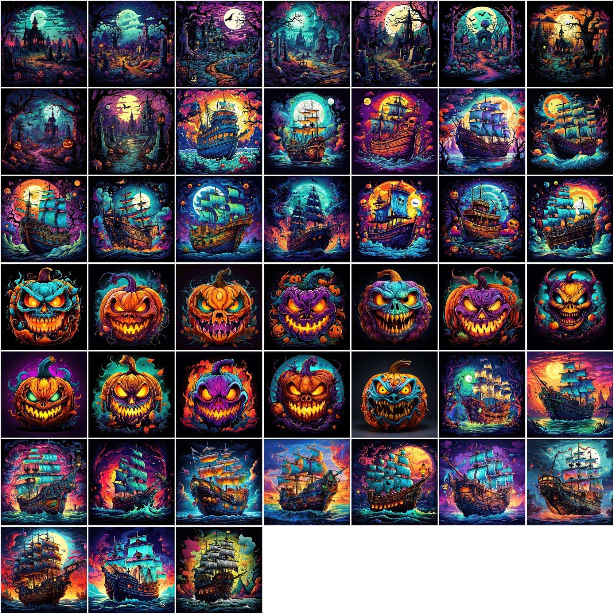 Halloween & Horror PNG Illustrations Pack - 780 High-Quality Colorful Images, Commercial License Included Digital Download Sumobundle