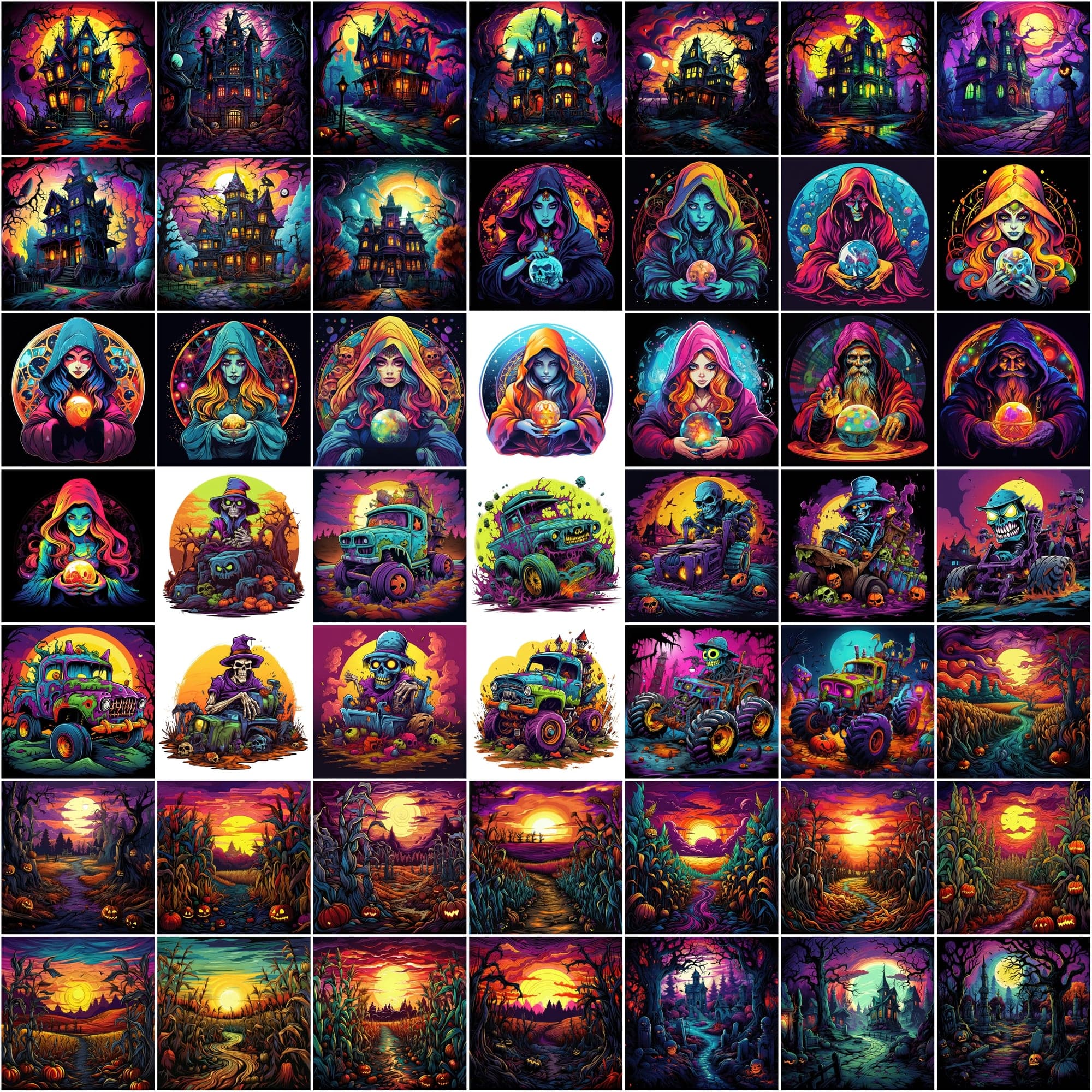 Halloween & Horror PNG Illustrations Pack - 780 High-Quality Colorful Images, Commercial License Included Digital Download Sumobundle
