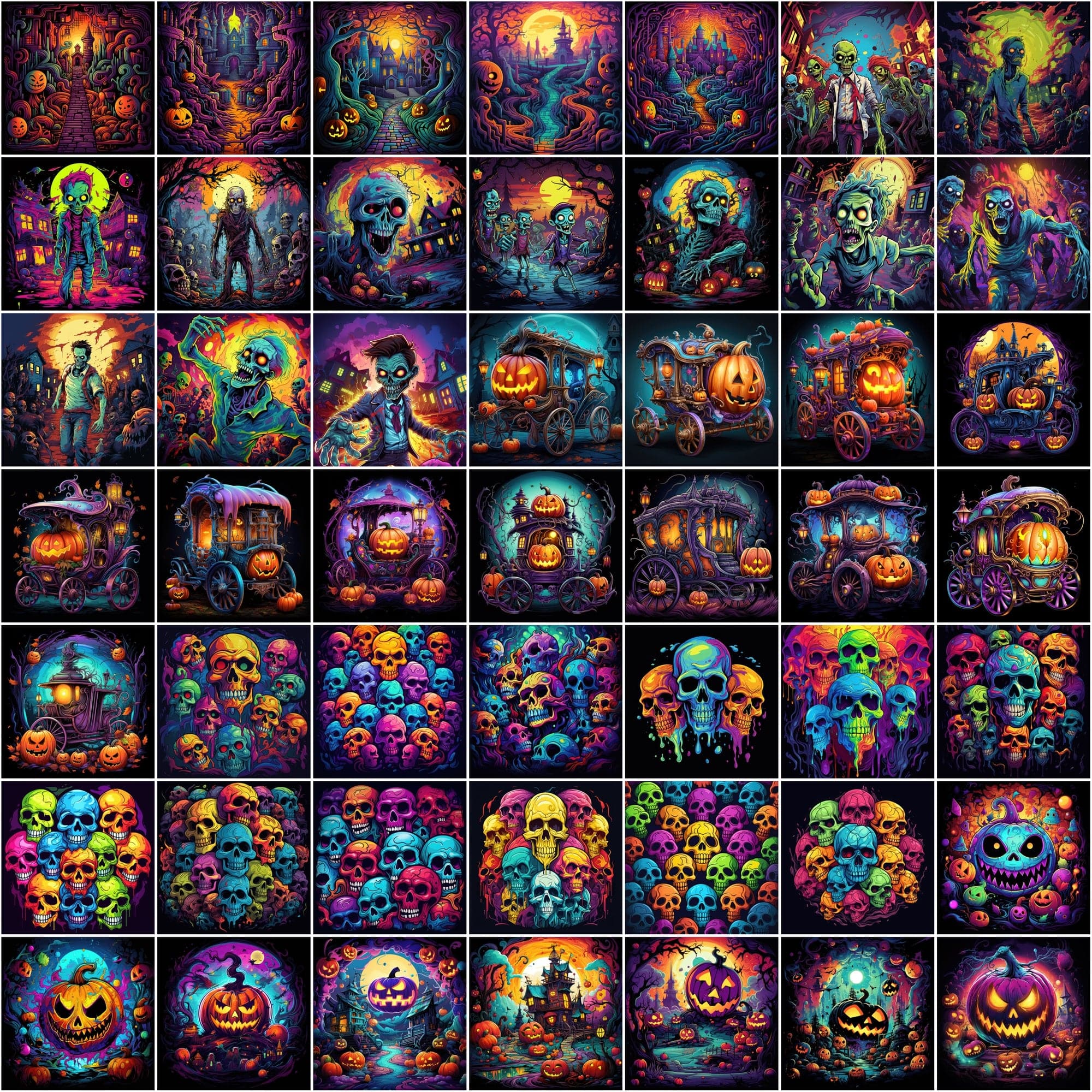 Halloween & Horror PNG Illustrations Pack - 780 High-Quality Colorful Images, Commercial License Included Digital Download Sumobundle