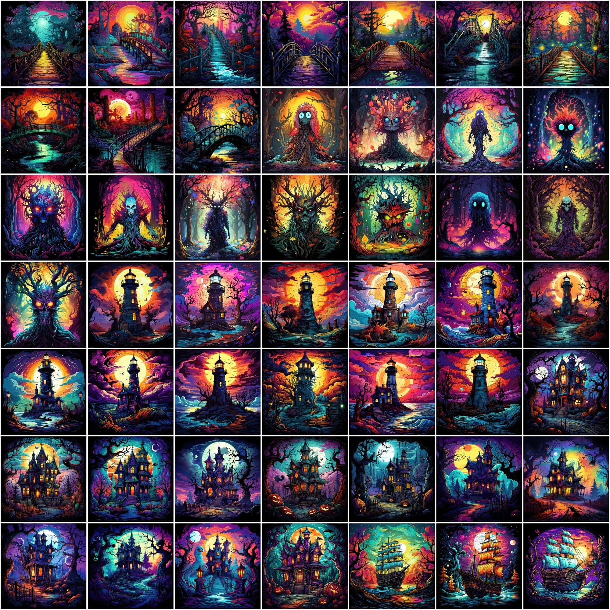 Halloween & Horror PNG Illustrations Pack - 780 High-Quality Colorful Images, Commercial License Included Digital Download Sumobundle