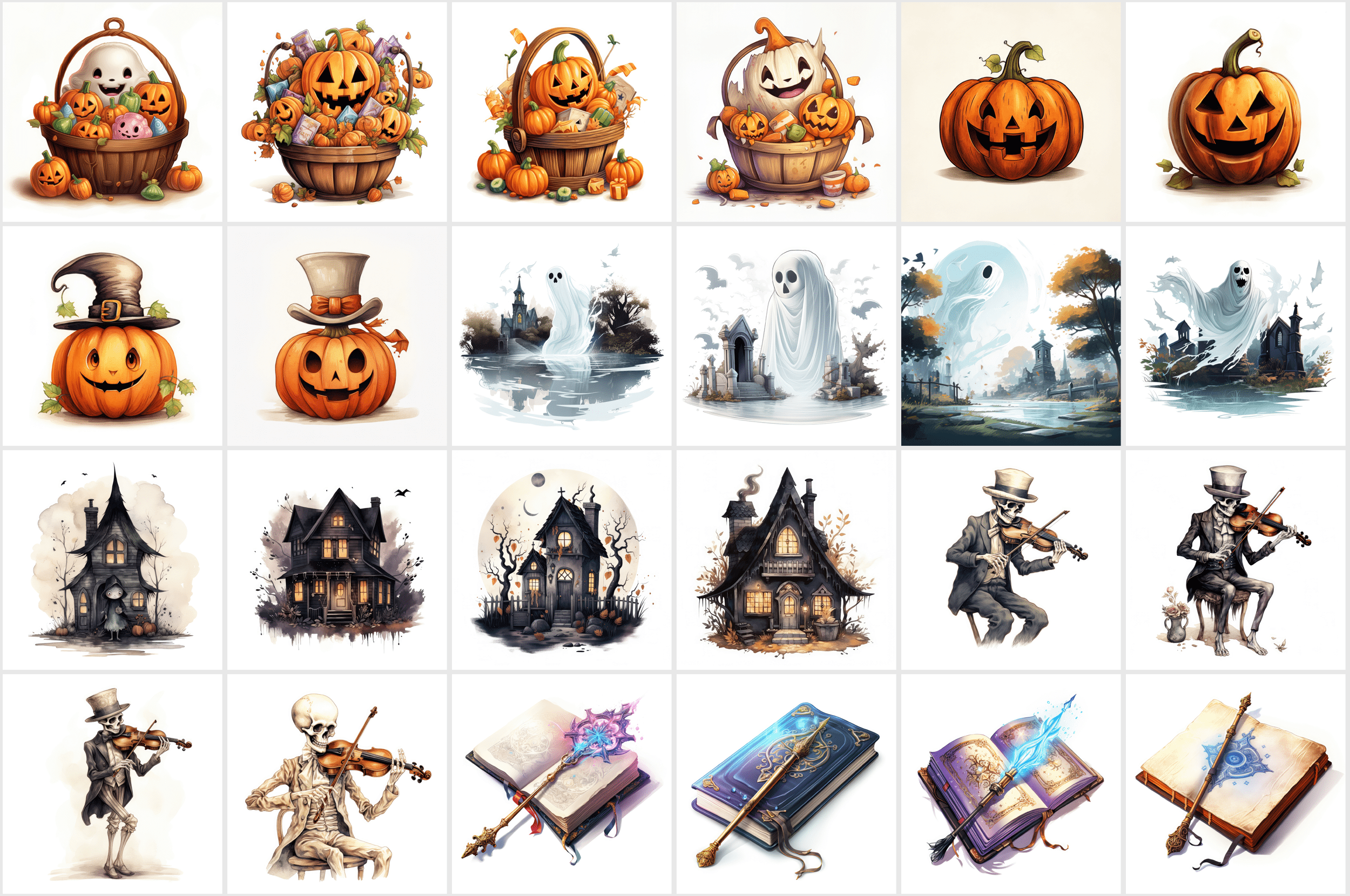 Halloween PNG Illustrations - Ghosts, Witches, Black Cats & More! High-Resolution Digital Images for Commercial Use Digital Download Sumobundle