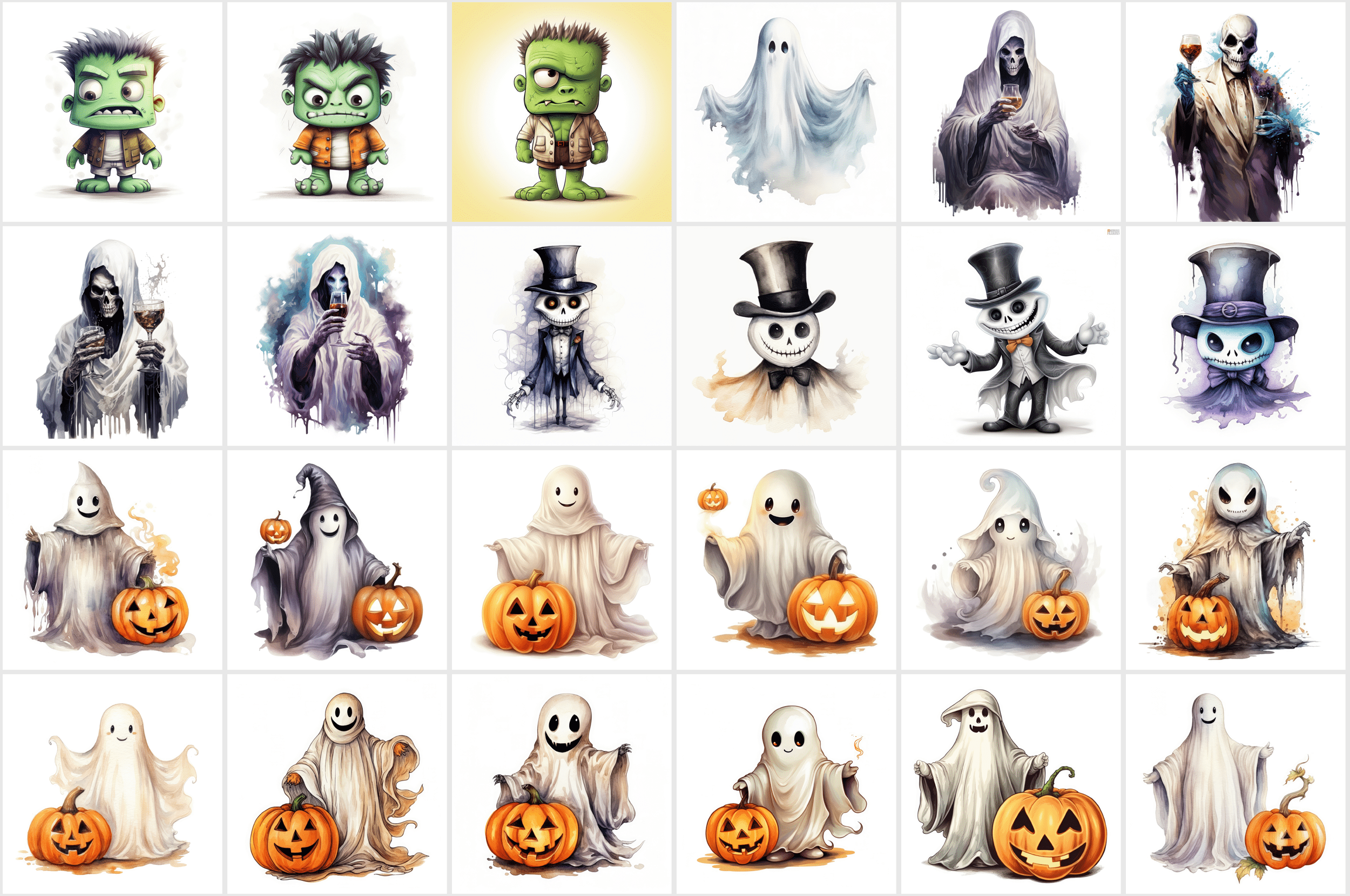 Halloween PNG Illustrations - Ghosts, Witches, Black Cats & More! High-Resolution Digital Images for Commercial Use Digital Download Sumobundle
