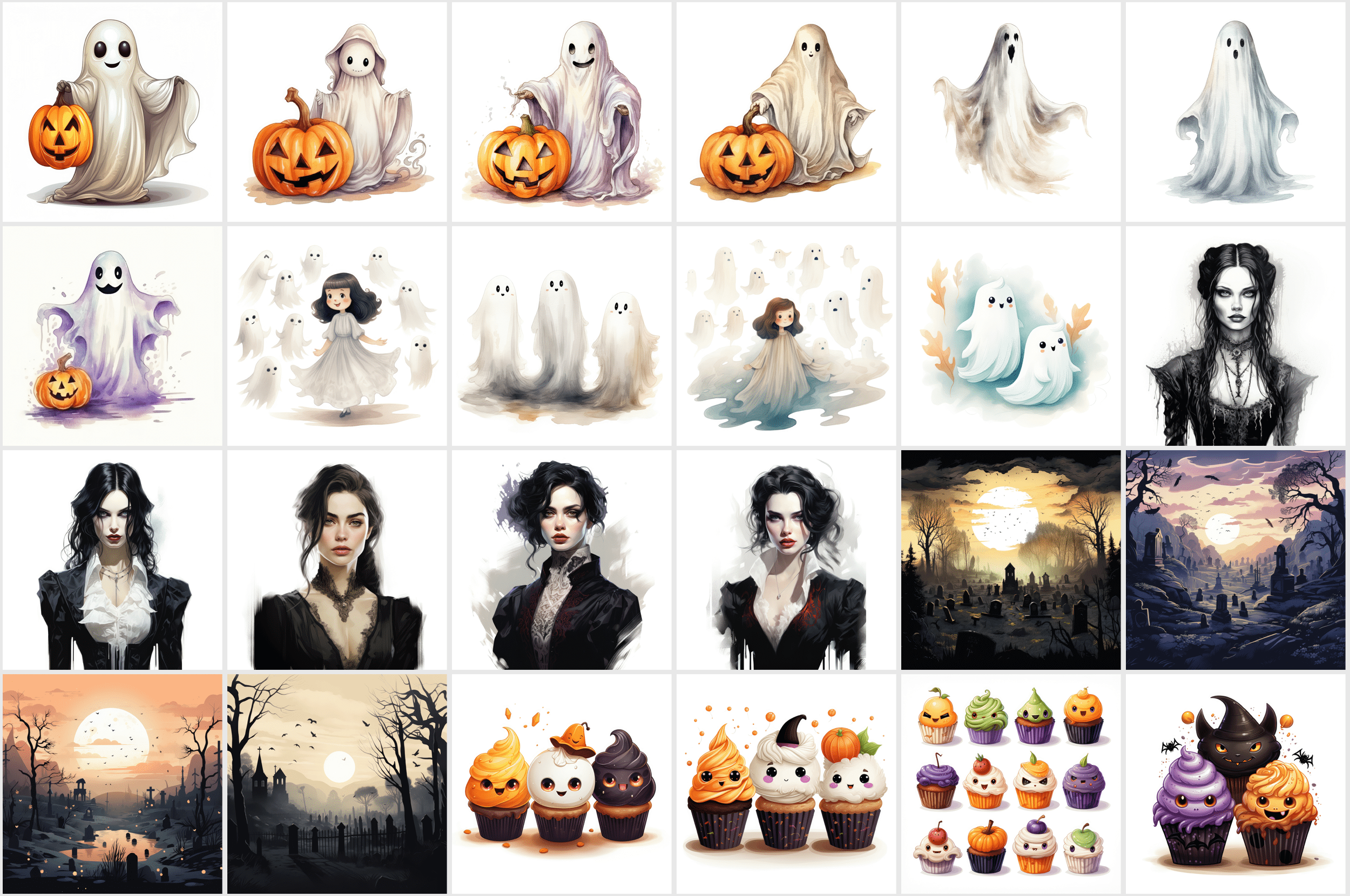 Halloween PNG Illustrations - Ghosts, Witches, Black Cats & More! High-Resolution Digital Images for Commercial Use Digital Download Sumobundle