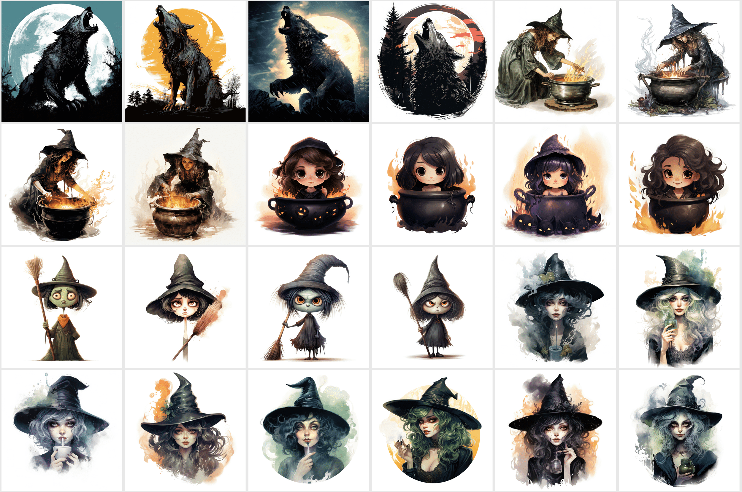 Halloween PNG Illustrations - Ghosts, Witches, Black Cats & More! High-Resolution Digital Images for Commercial Use Digital Download Sumobundle