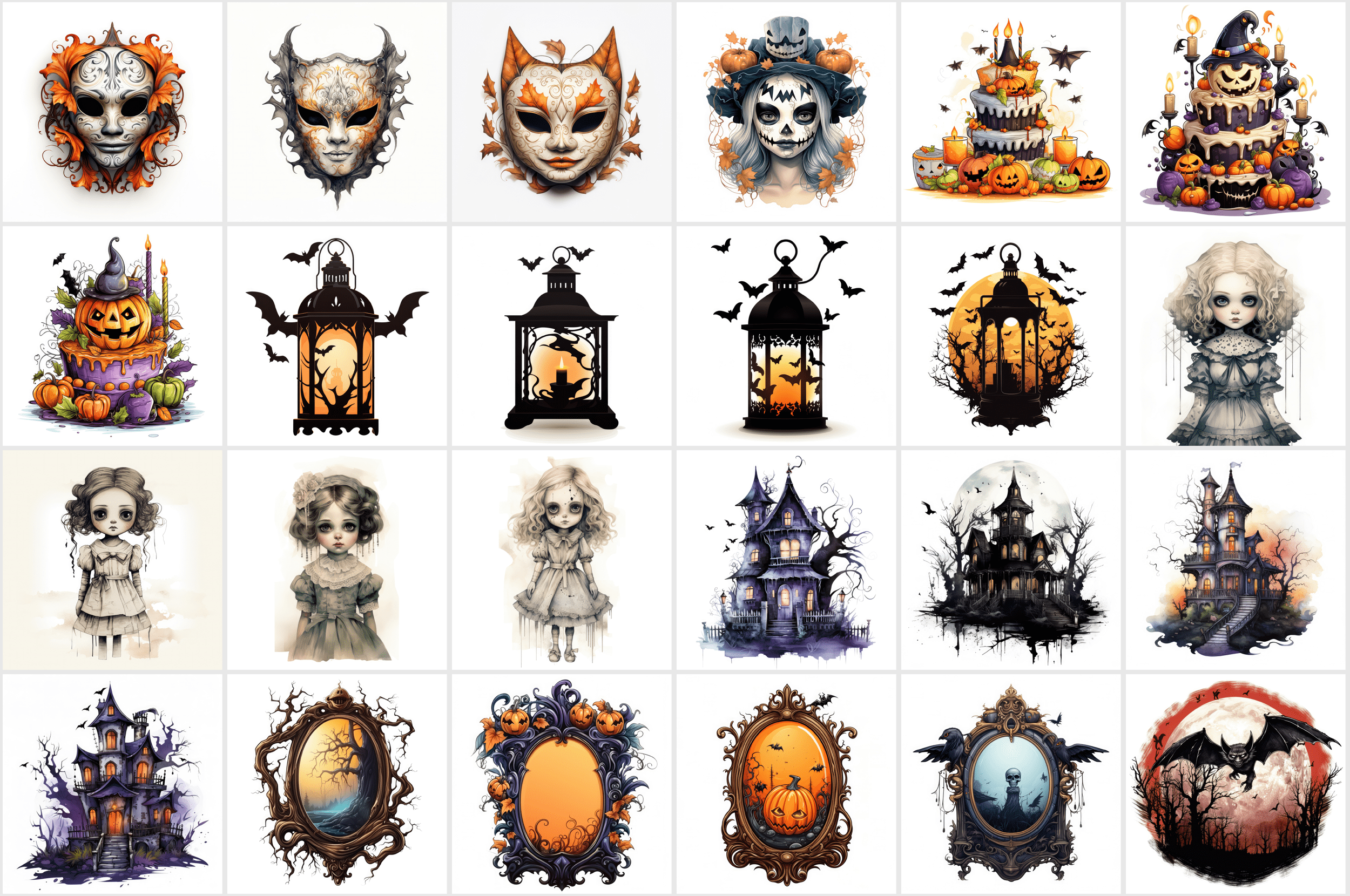 Halloween PNG Illustrations - Ghosts, Witches, Black Cats & More! High-Resolution Digital Images for Commercial Use Digital Download Sumobundle