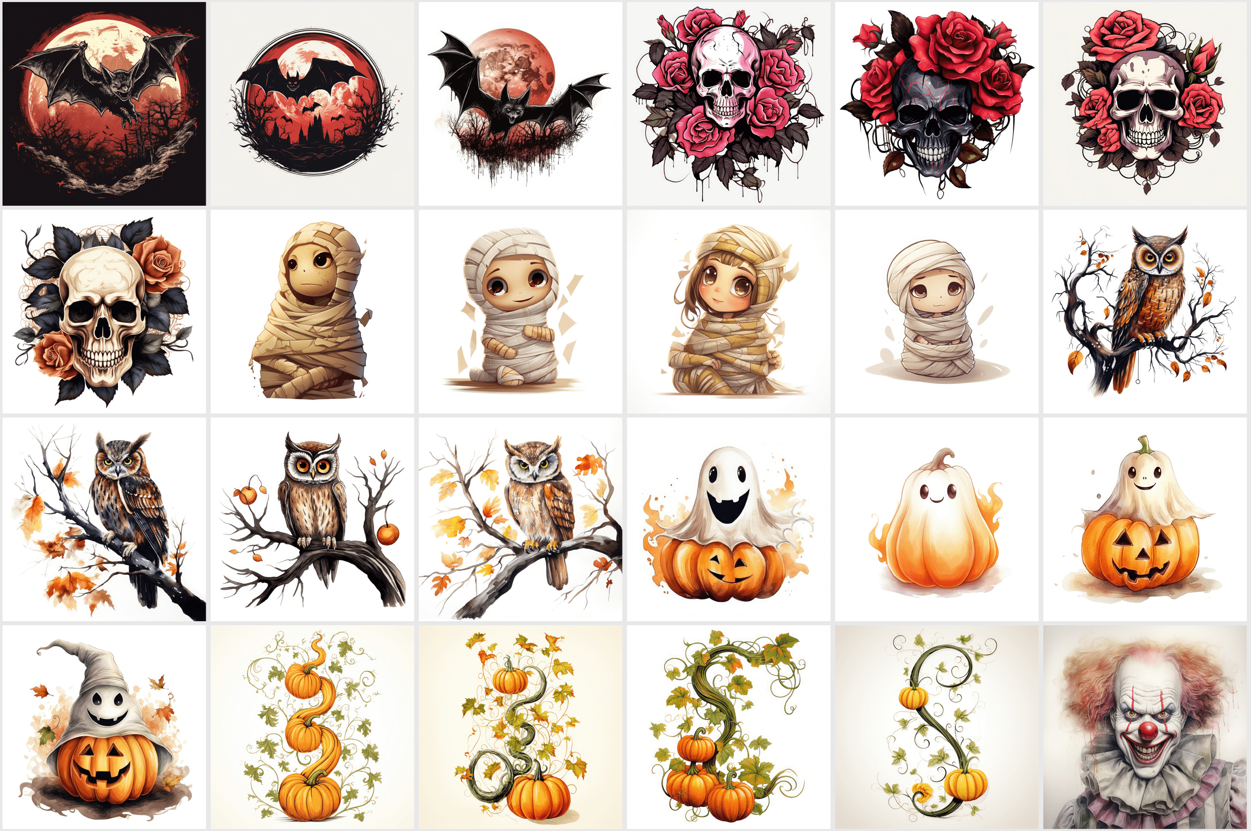 Halloween PNG Illustrations - Ghosts, Witches, Black Cats & More! High-Resolution Digital Images for Commercial Use Digital Download Sumobundle