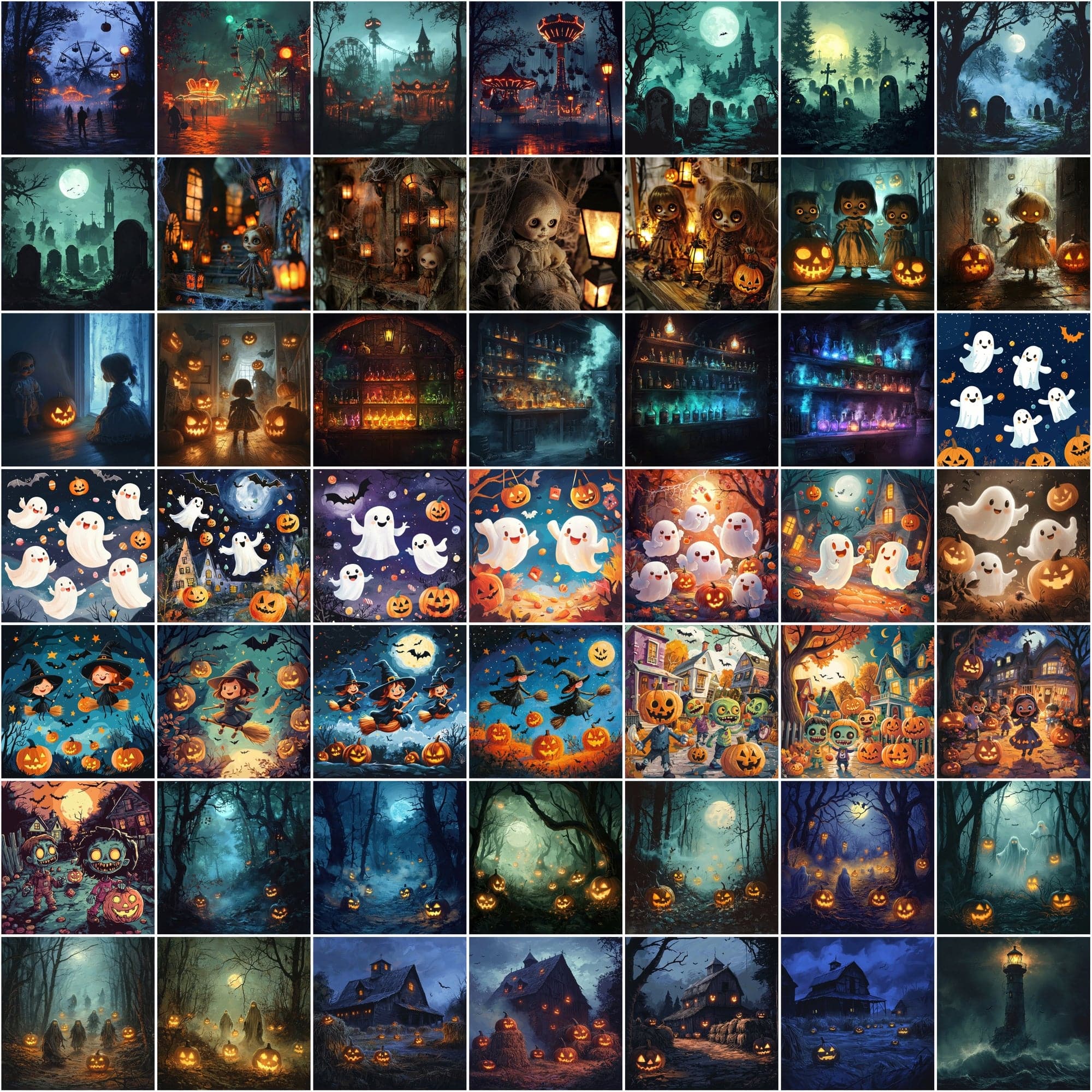 Haunted Nights: A Spooktacular Collection of 480 Halloween Images Digital Download Sumobundle