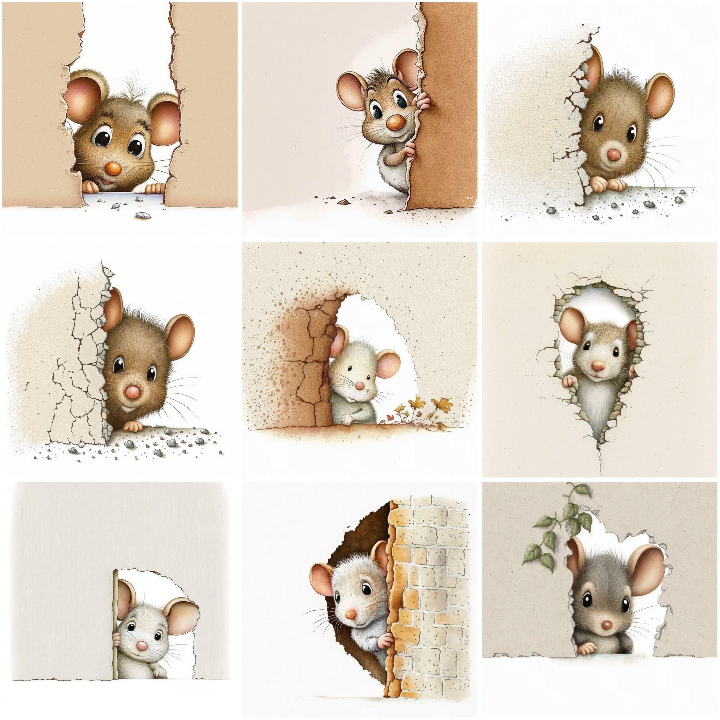 Hidden Mice Wall Art Bundle - 85 Playful and Whimsical Mouse Illustrations for Home Decor, DIY Projects, and Gifts - Commercial Use - Bundle Digital Download Sumobundle