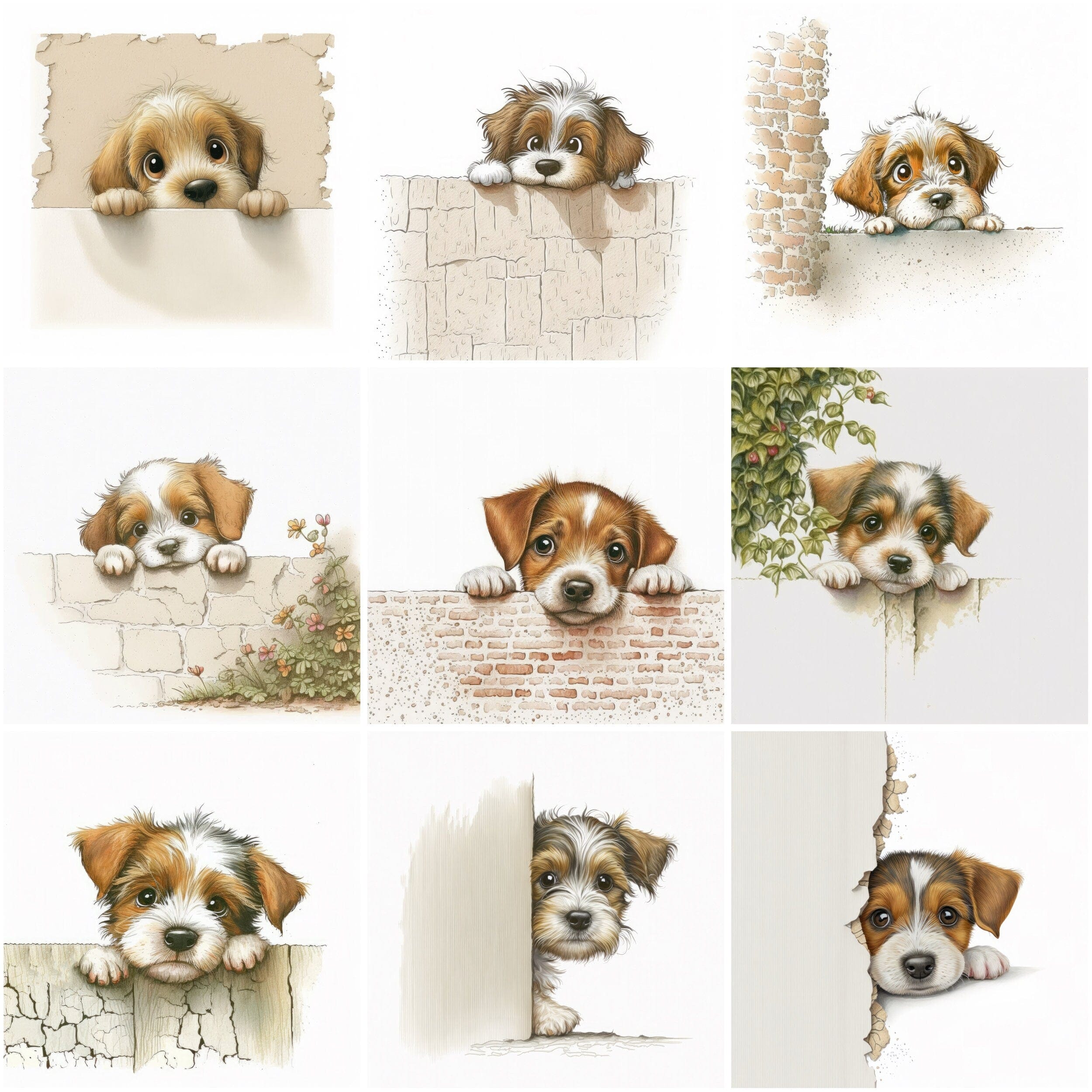 Hilarious Dog Hide & Seek Bundle - 80 High-Quality Images of Playful Pups Hiding Behind Walls Digital Download Sumobundle