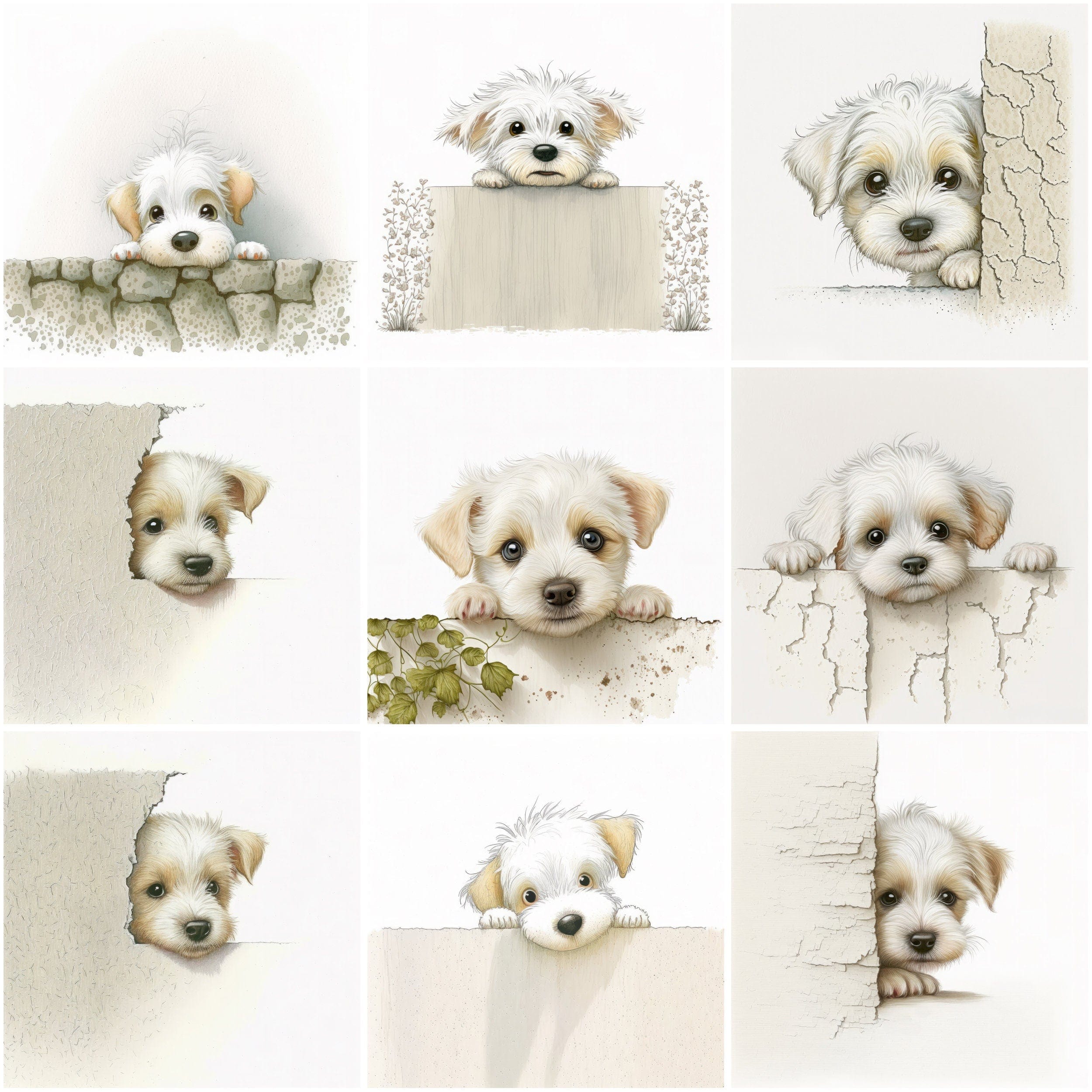 Hilarious Dog Hide & Seek Bundle - 80 High-Quality Images of Playful Pups Hiding Behind Walls Digital Download Sumobundle